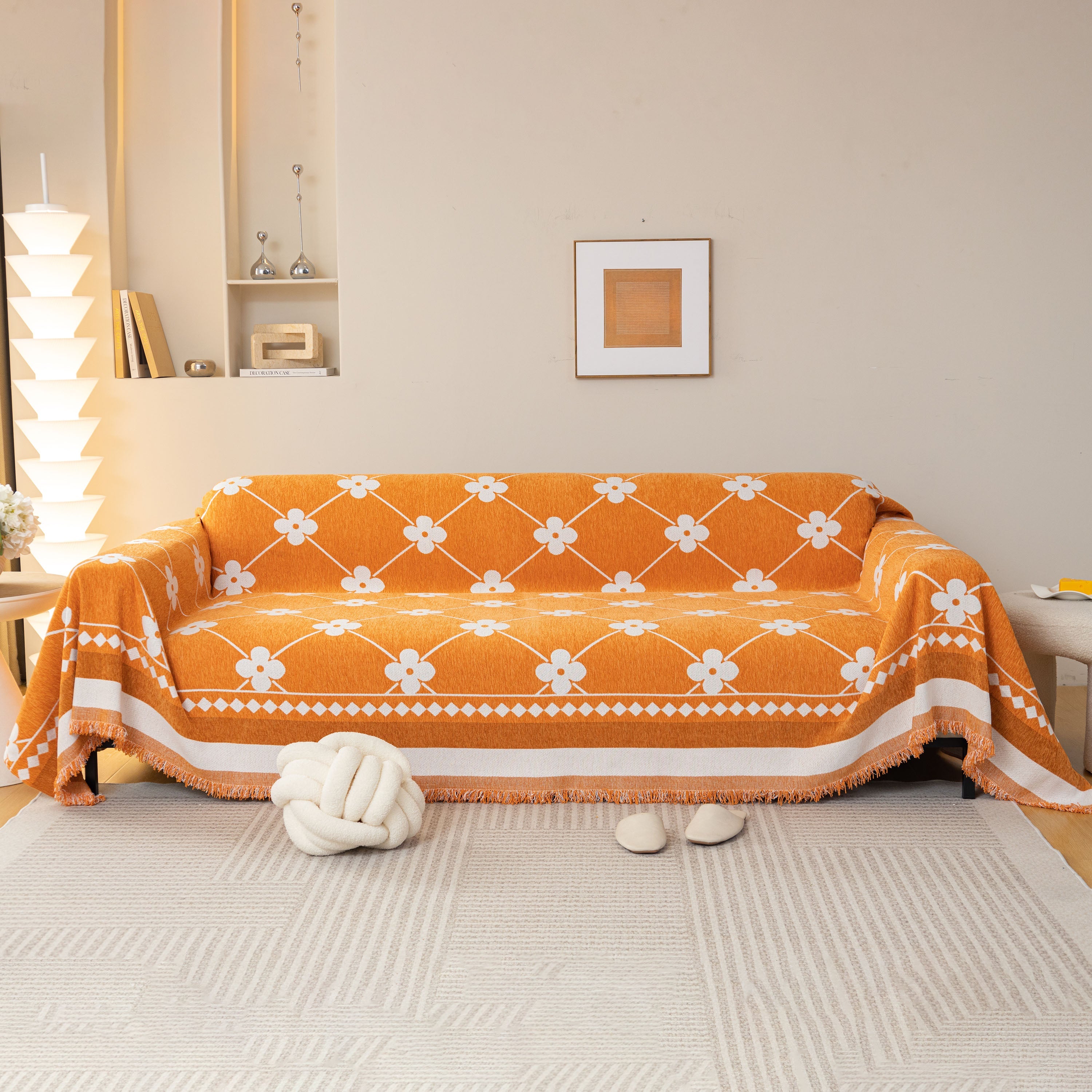 Comfy Four-leaf Clover Hope Faith Love Luck Blanket For Couch, Chenille Scratch Proof Sofa Blanket Covers