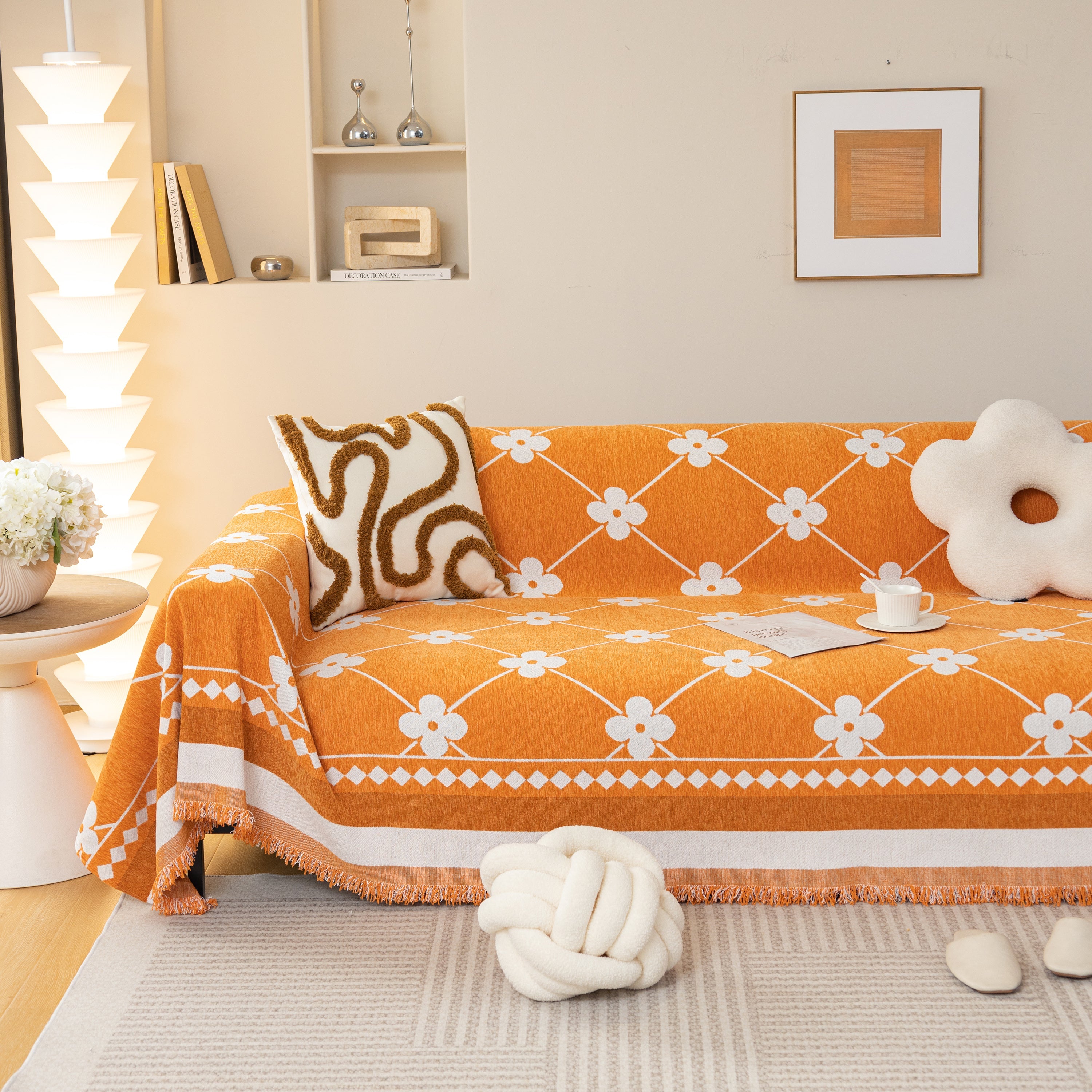 Comfy Four-leaf Clover Hope Faith Love Luck Blanket For Couch, Chenille Scratch Proof Sofa Blanket Covers