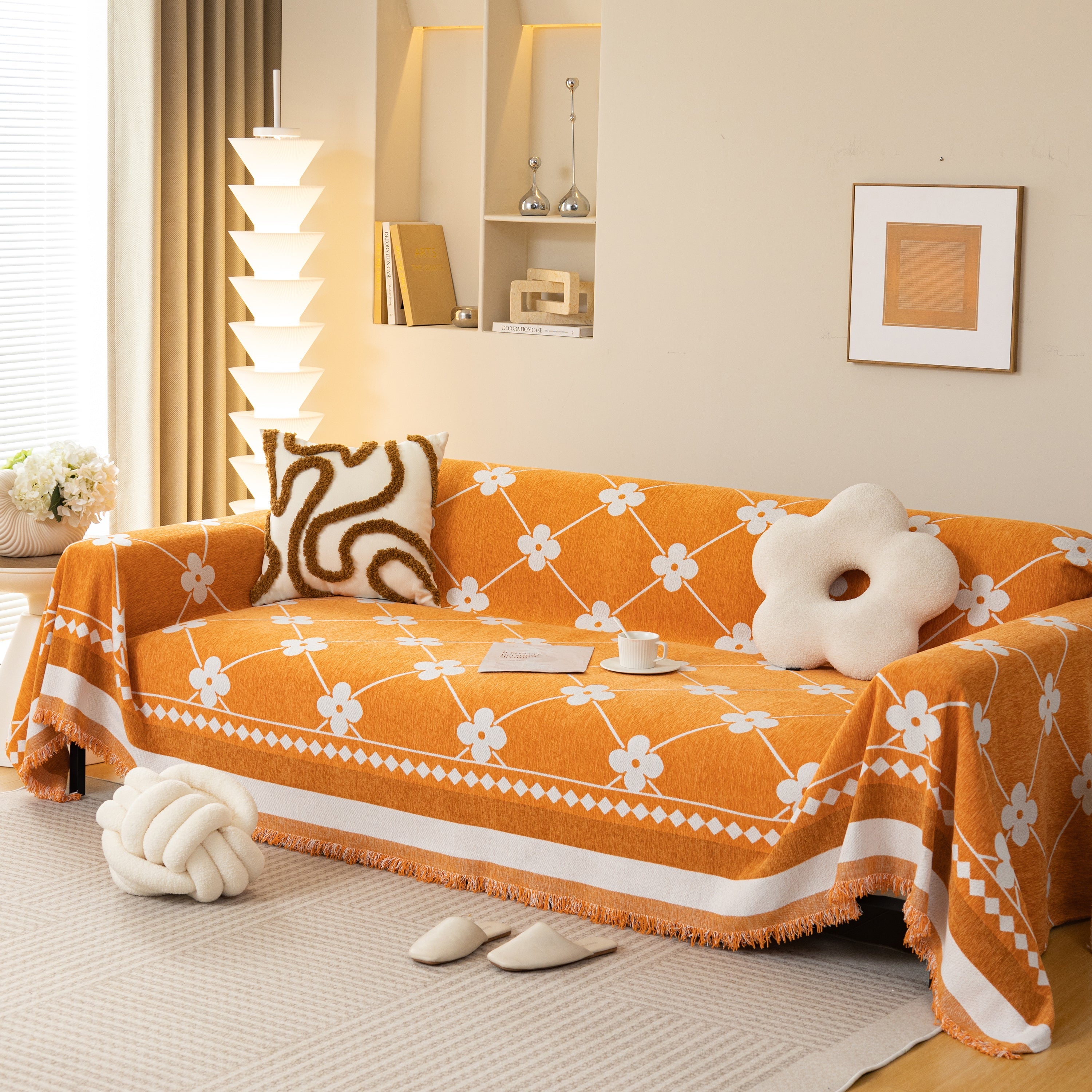 Comfy Four-leaf Clover Hope Faith Love Luck Blanket For Couch, Chenille Scratch Proof Sofa Blanket Covers