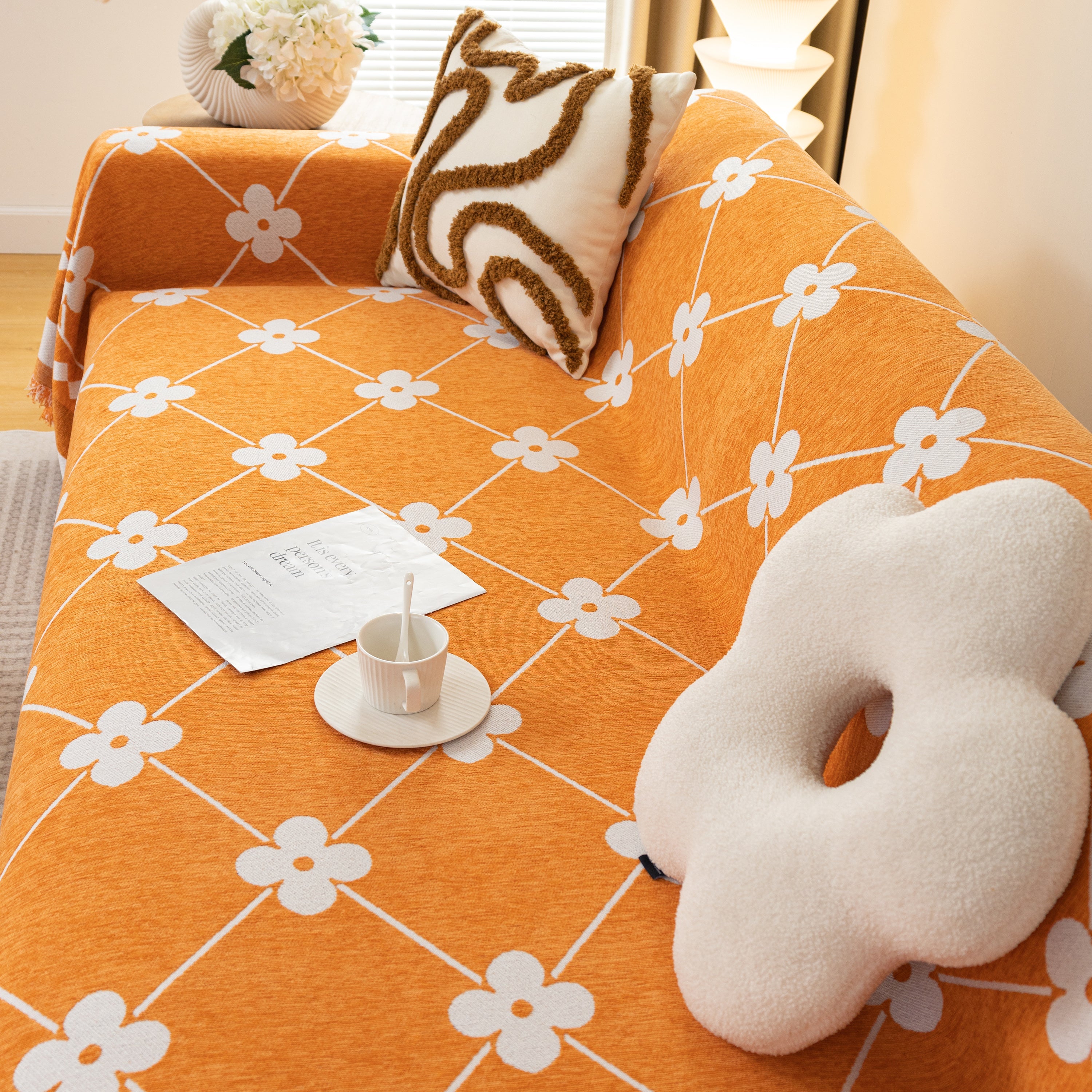 Comfy Four-leaf Clover Hope Faith Love Luck Blanket For Couch, Chenille Scratch Proof Sofa Blanket Covers