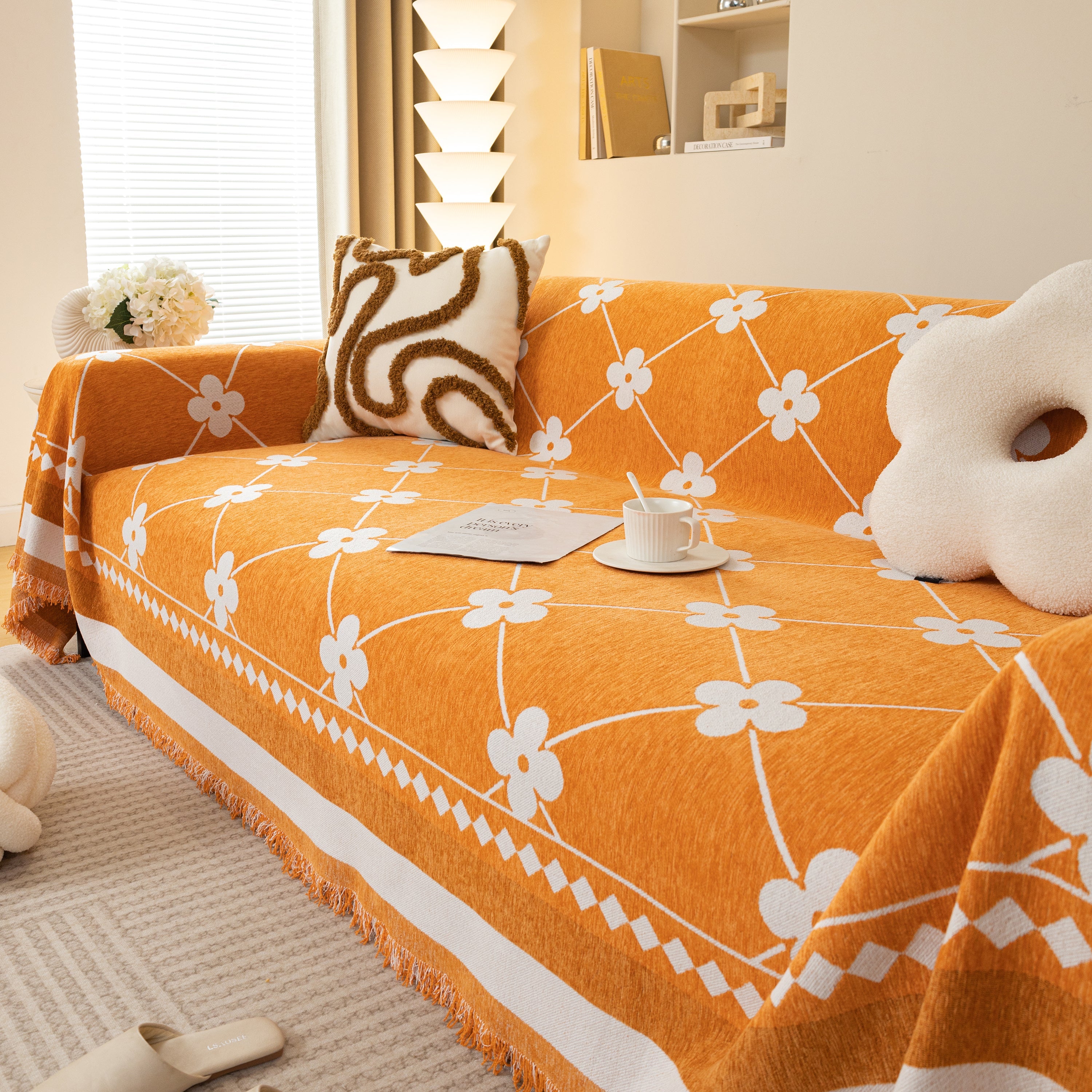 Comfy Four-leaf Clover Hope Faith Love Luck Blanket For Couch, Chenille Scratch Proof Sofa Blanket Covers