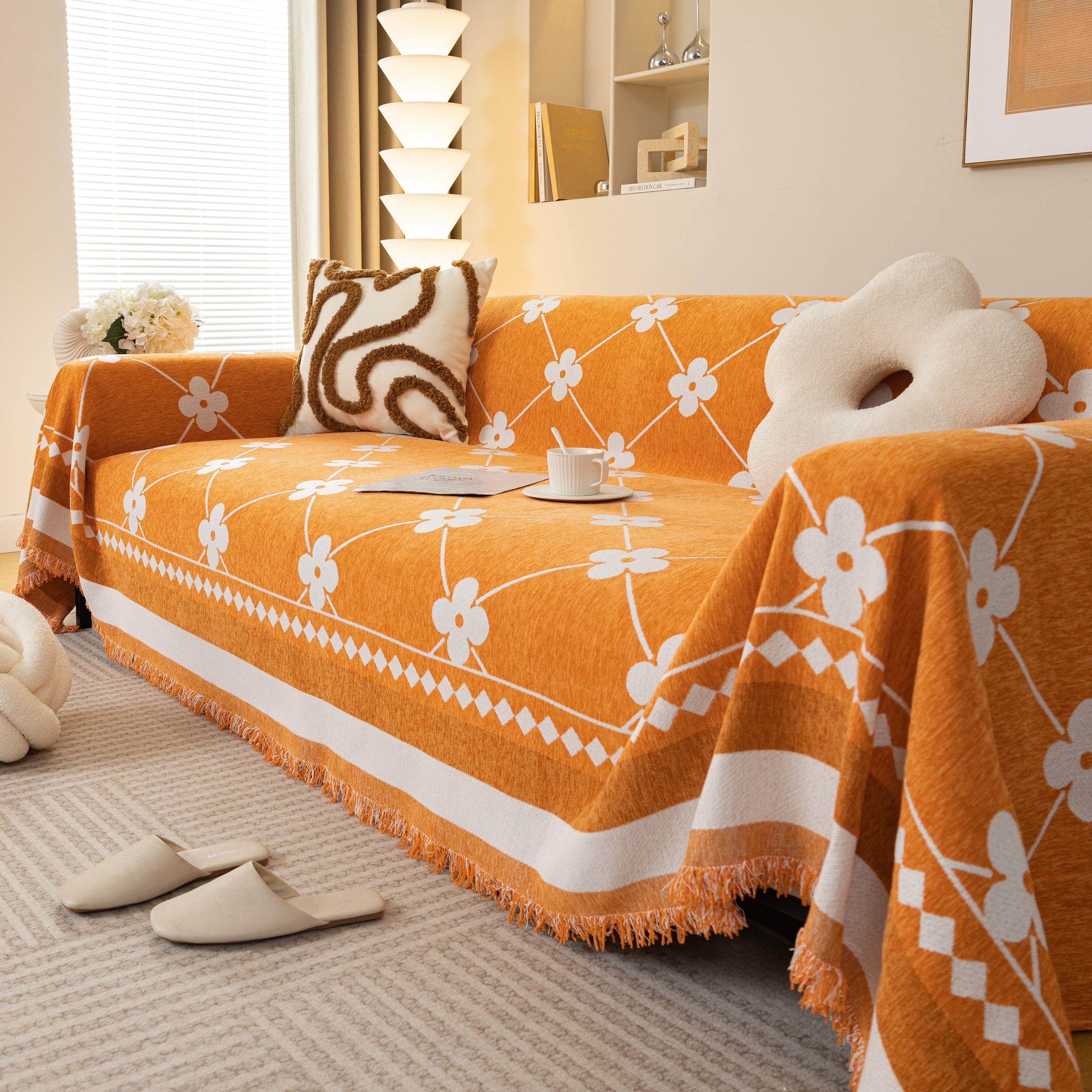 Comfy Four-leaf Clover Hope Faith Love Luck Blanket For Couch, Chenille Scratch Proof Sofa Blanket Covers