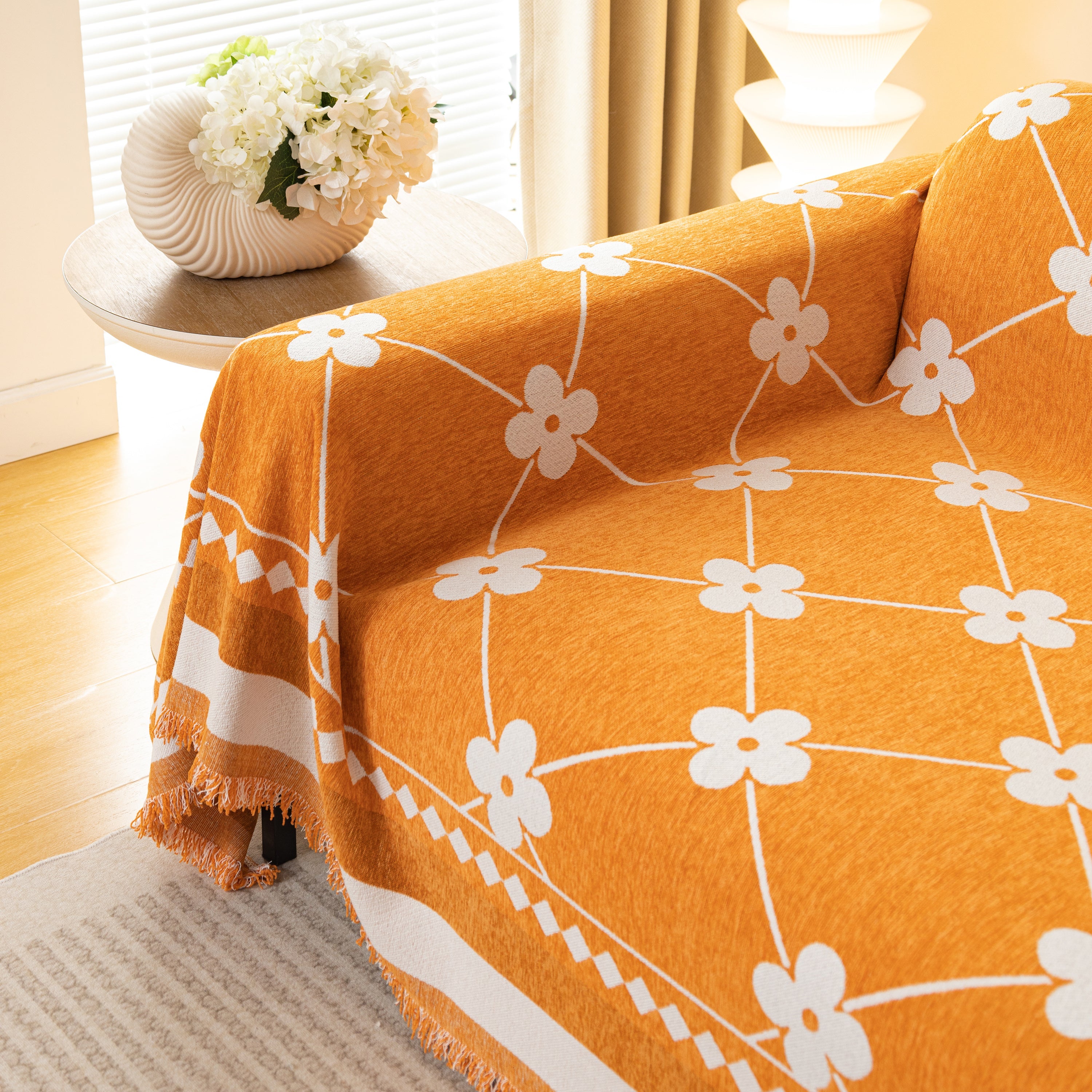 Comfy Four-leaf Clover Hope Faith Love Luck Blanket For Couch, Chenille Scratch Proof Sofa Blanket Covers