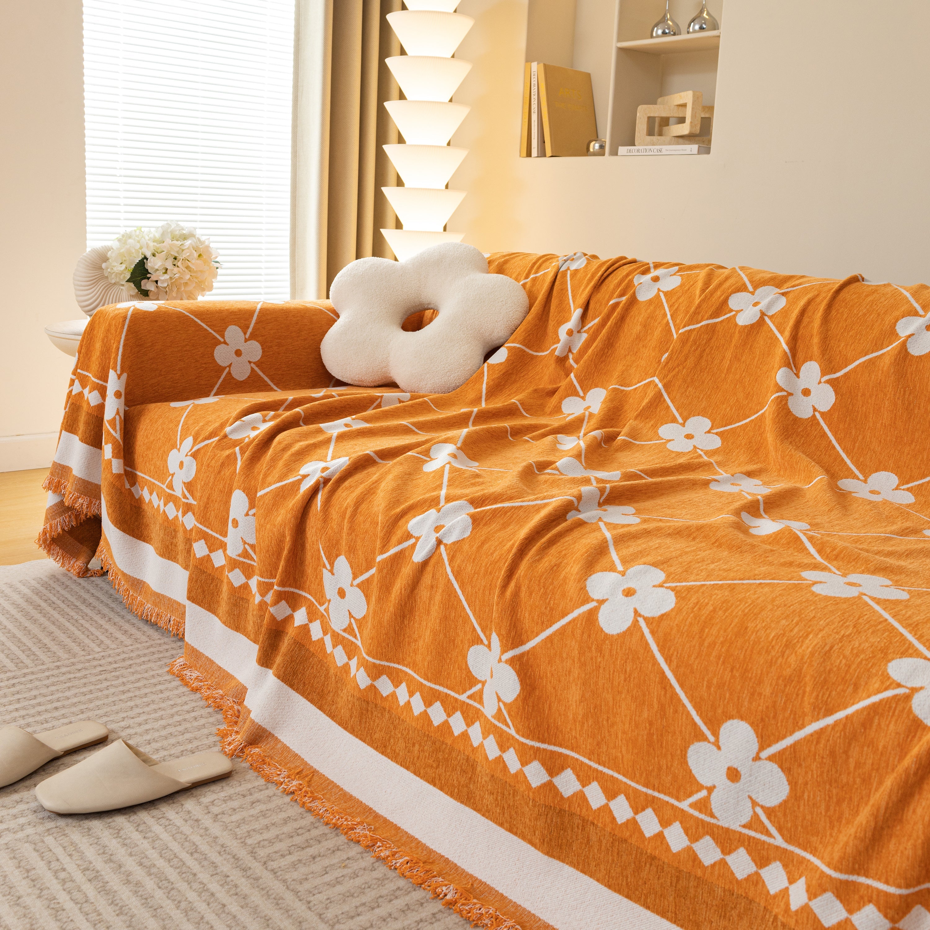 Comfy Four-leaf Clover Hope Faith Love Luck Blanket For Couch, Chenille Scratch Proof Sofa Blanket Covers