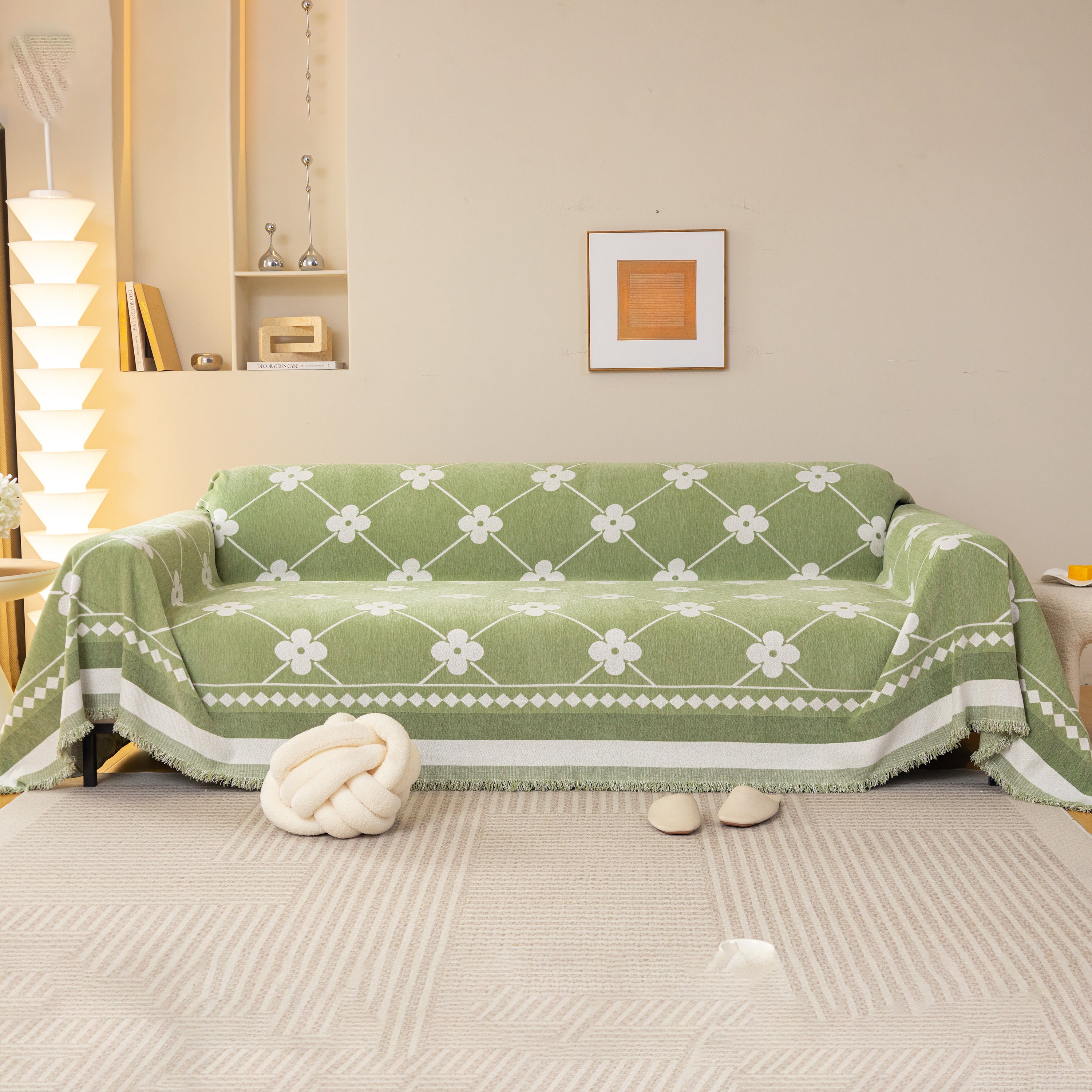 Comfy Four-leaf Clover Hope Faith Love Luck Blanket For Couch, Chenille Scratch Proof Sofa Blanket Covers