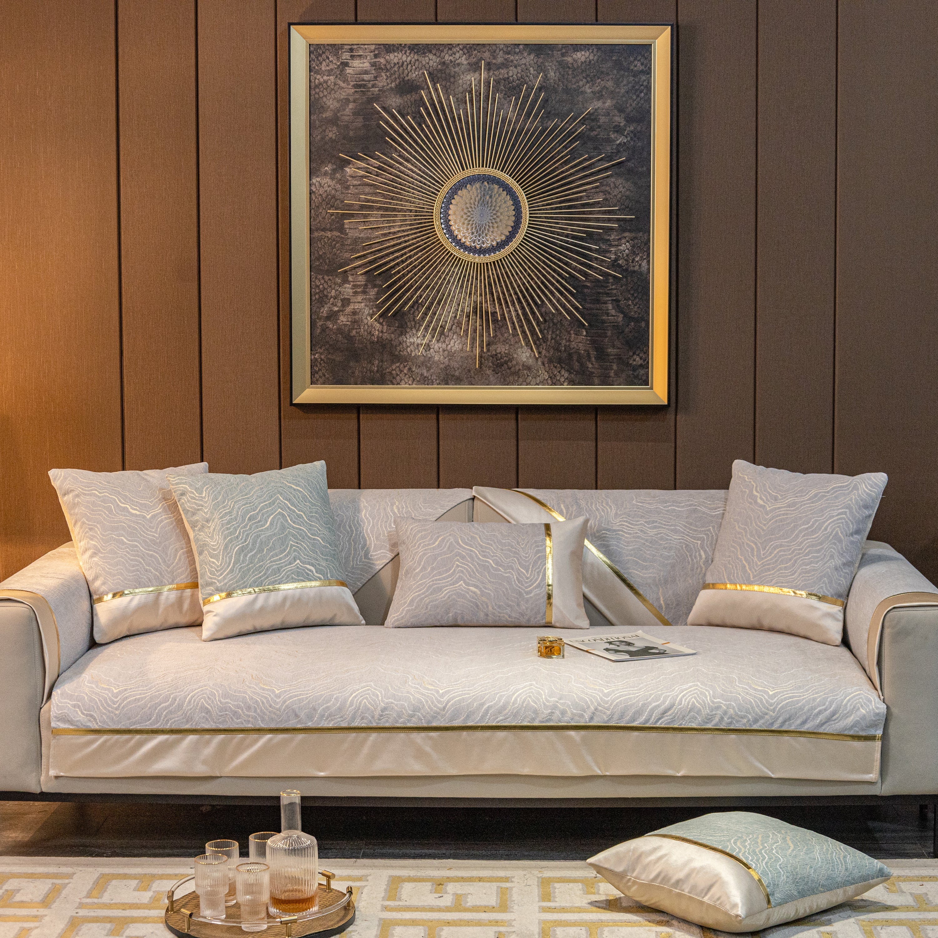 Chenille Non-slip Metal Texture Sofa Towel, Minimalist Sofa Couch Cover Sectional Couch Covers For Pets