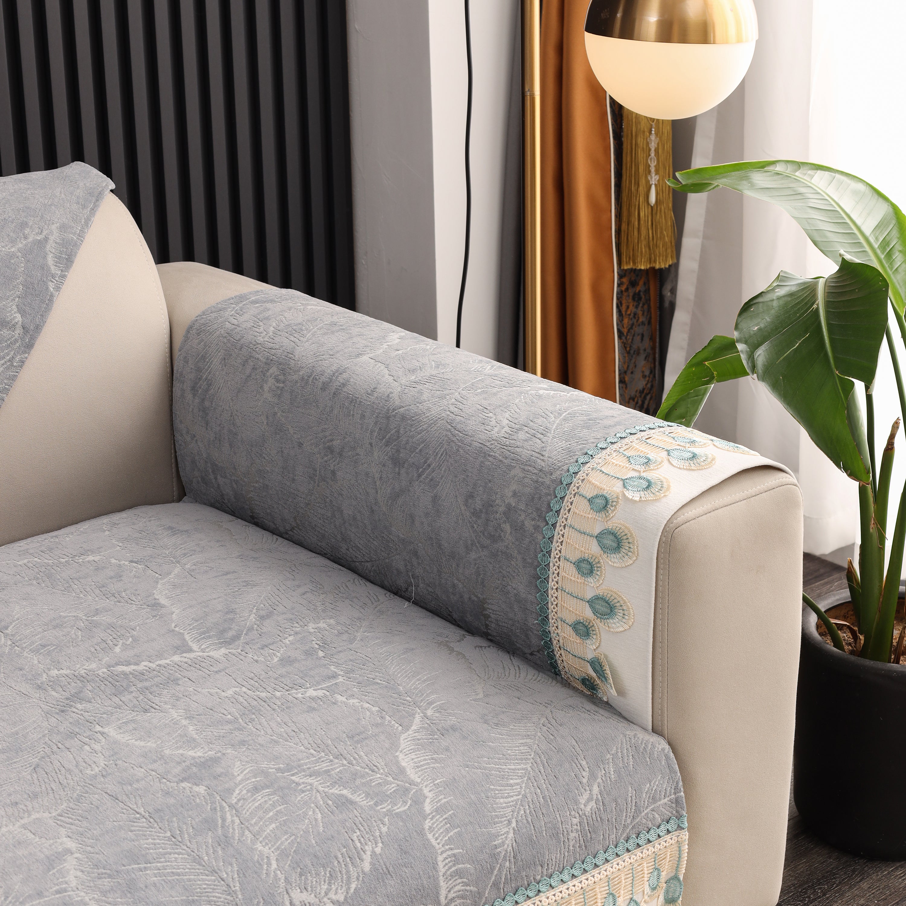 Chenille Sofa Slipcover, Non Slip Couch Seat Covers, Quilted Sofa Mat, Furniture Protector For Dogs