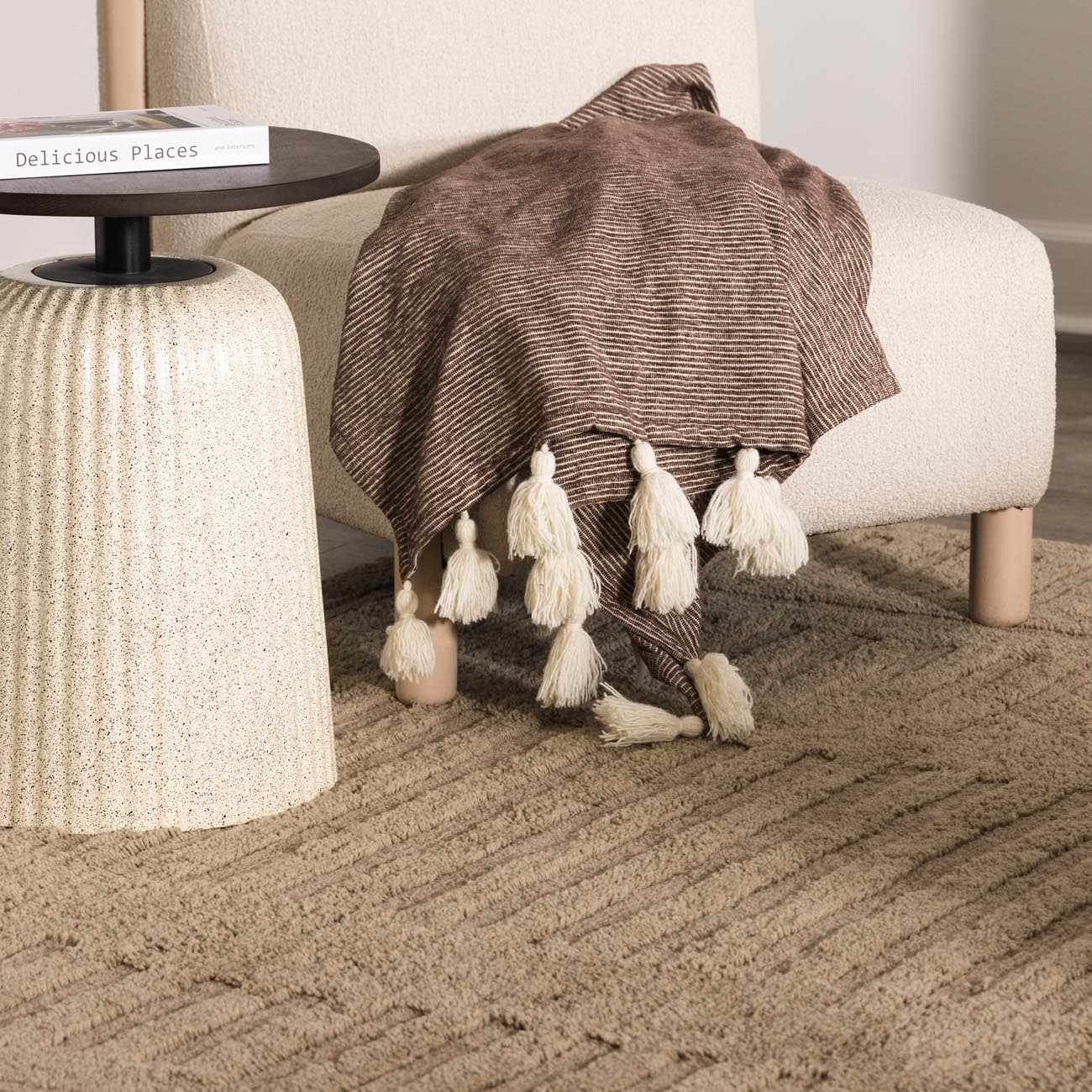 Washable Handmade Wool Rug - Brown - Clearance