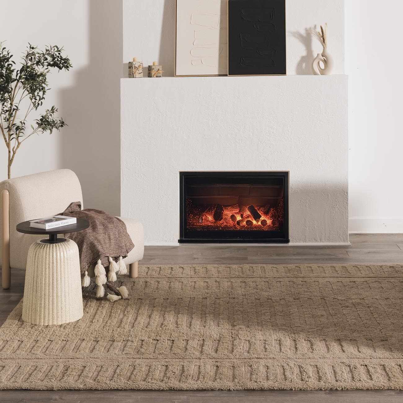 Washable Handmade Wool Rug - Brown - Clearance