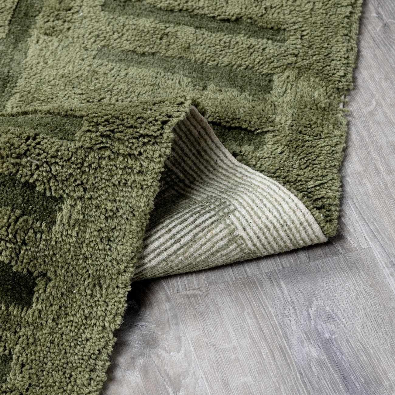 Washable Green Wool Rug