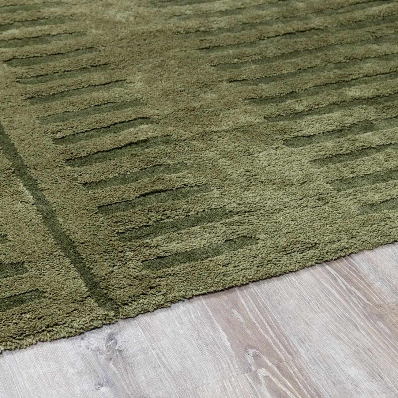 Washable Green Wool Rug