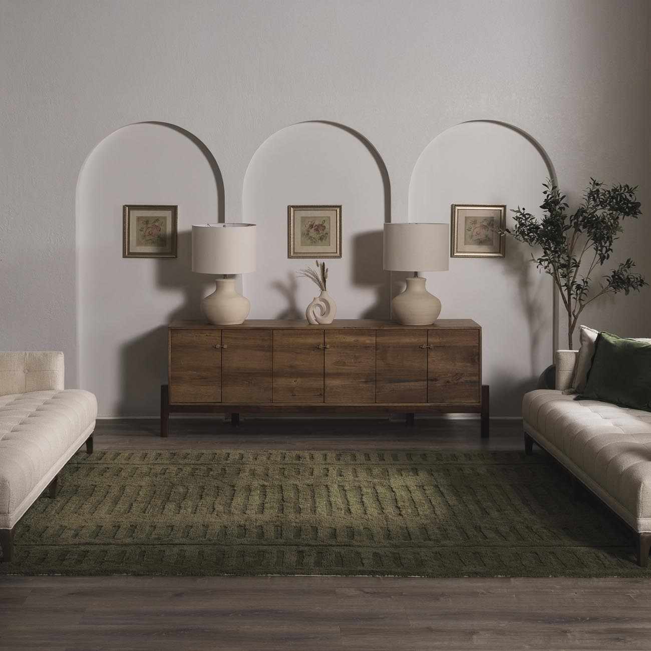 Washable Green Wool Rug