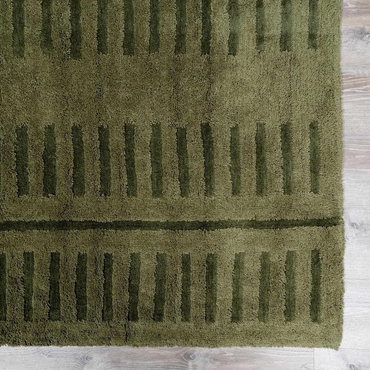 Washable Green Wool Rug
