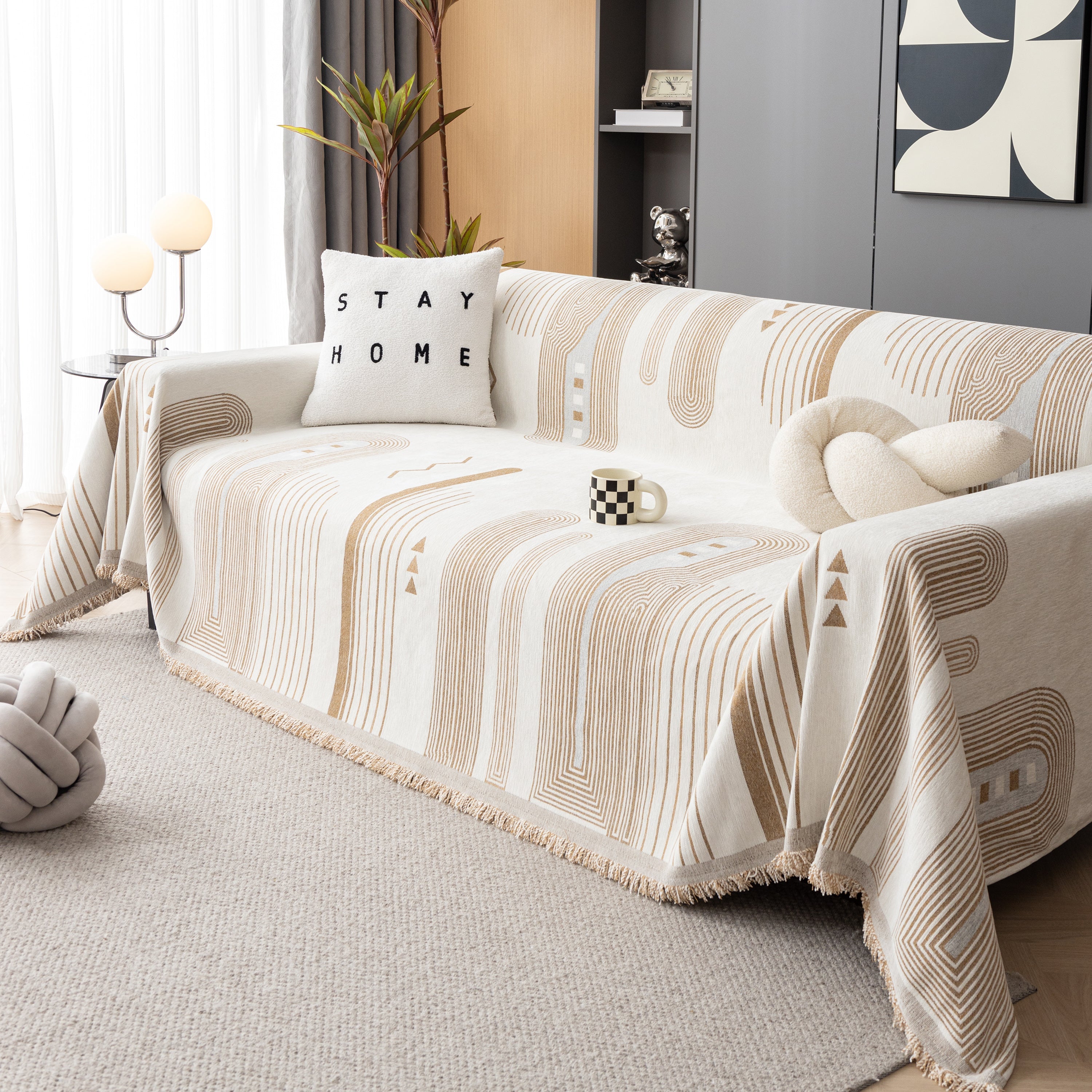 Boho Couch Throw Covers With Tassel Thick Durable Sofa Cover Blanket Furniture Slipcover Sectional