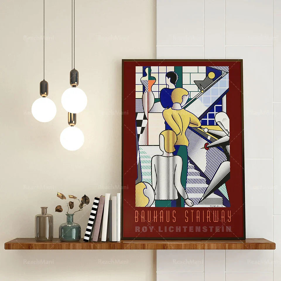 Bauhaus Stairs Canvas Print | Retro School Poster For Living Room Decor