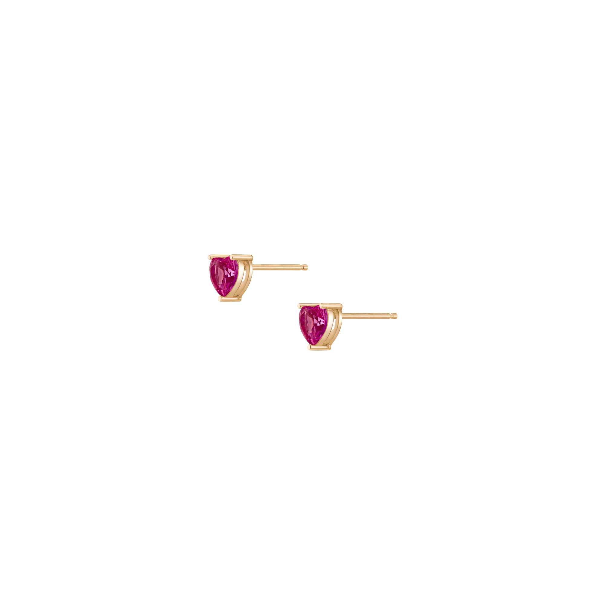 Lab Grown Pink Sapphire Heart Stud Earrings