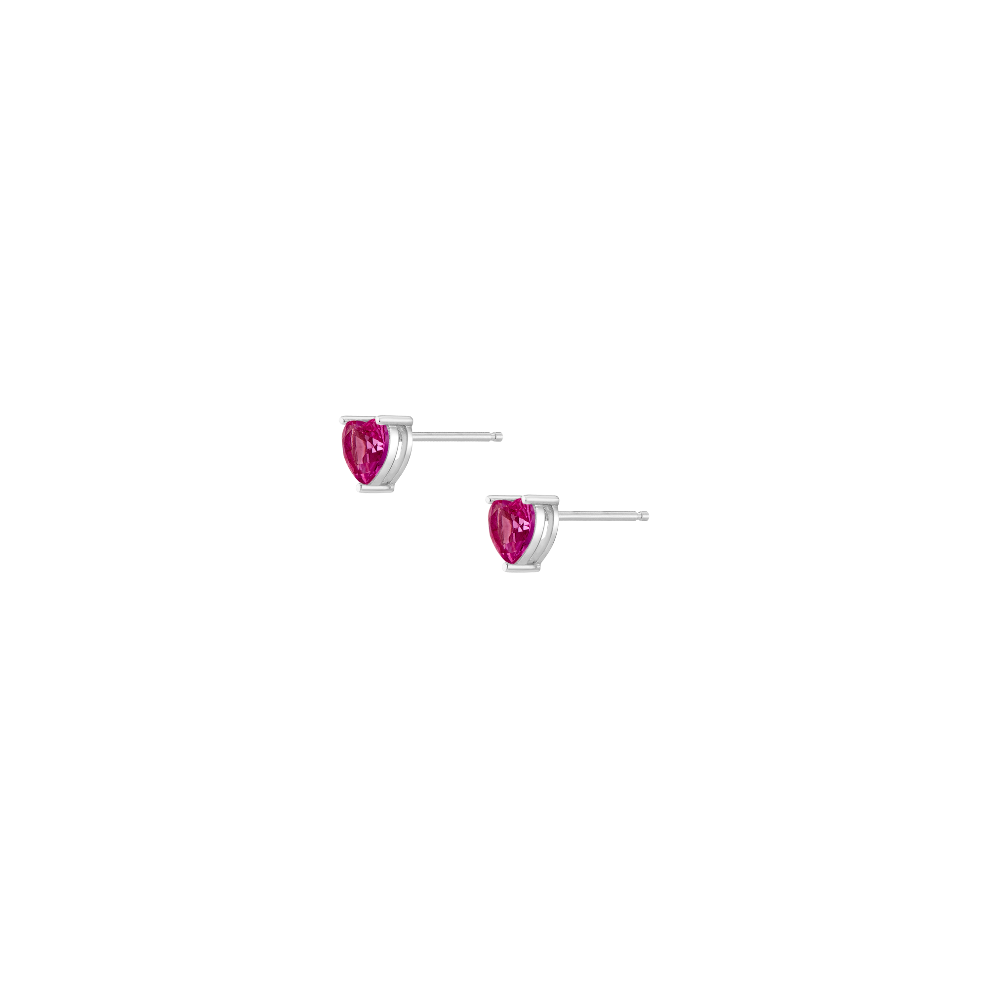 Lab Grown Pink Sapphire Heart Stud Earrings