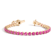 Lab Grown Pink Sapphire Heart Tennis Bracelet