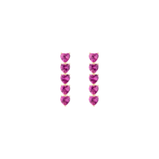Lab Grown Pink Sapphire Heart Tennis Earrings