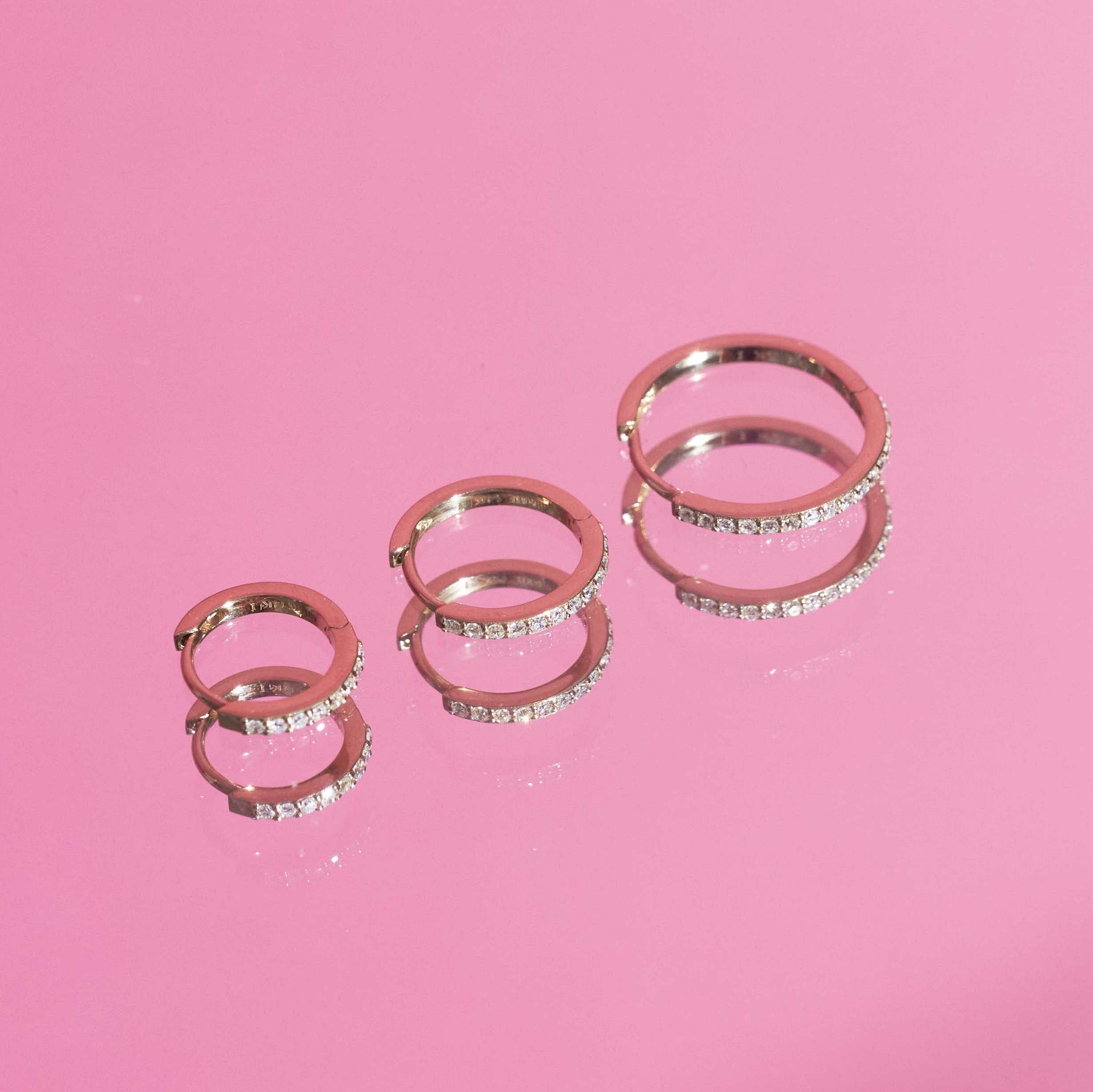 Thin Forever Diamond Hinged Huggie Earrings
