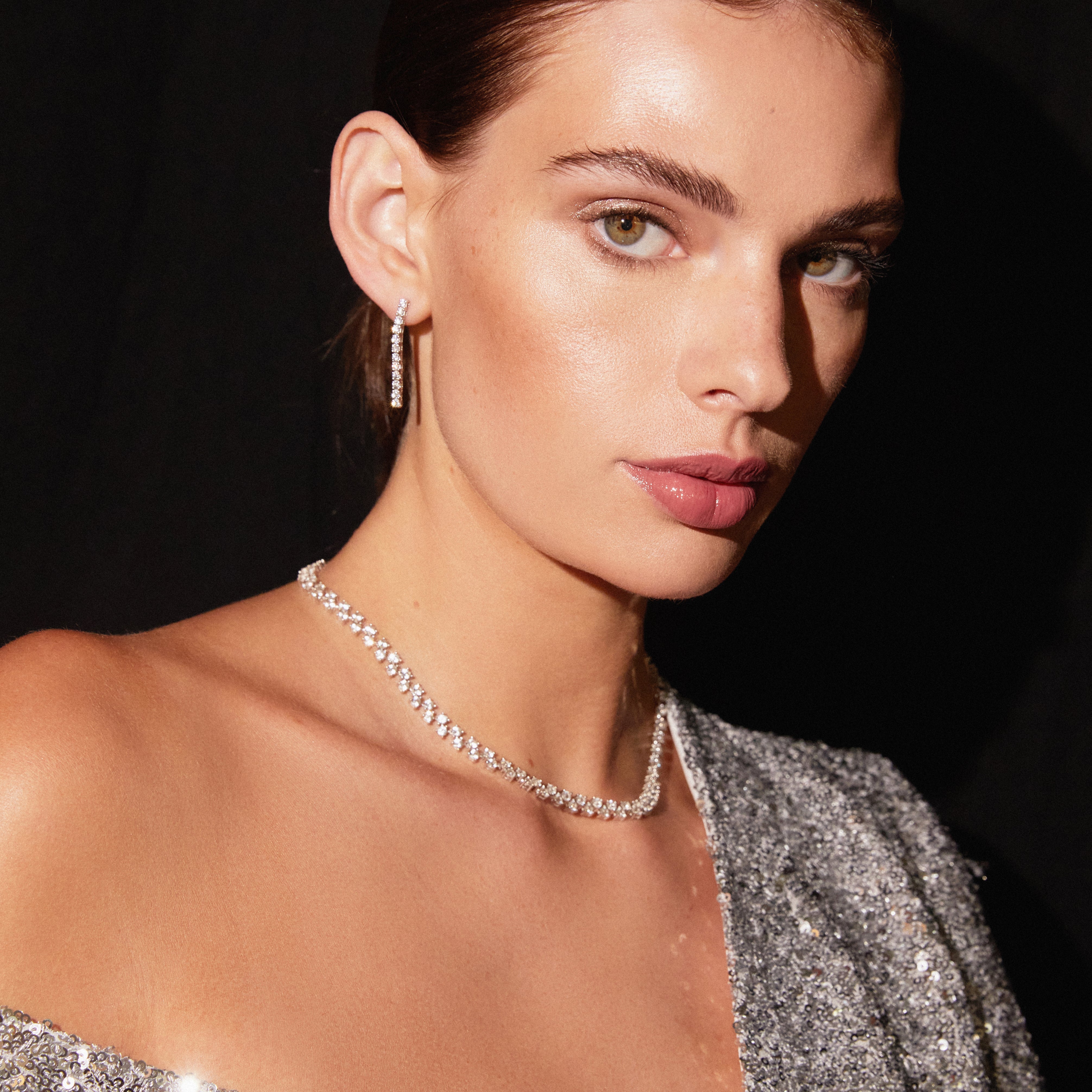 Floating Lab Grown White Sapphire Tennis Necklace