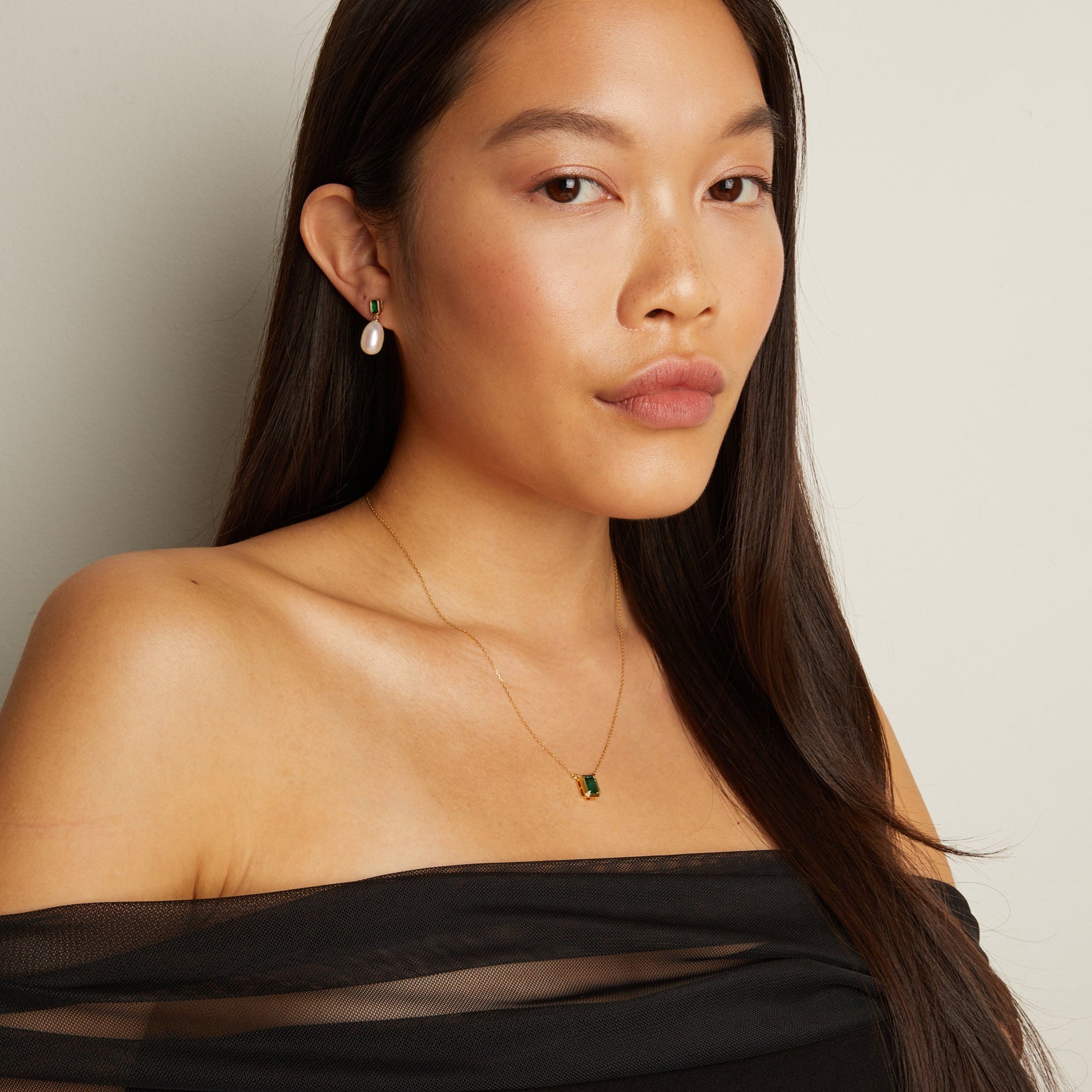 Lab Grown Emerald Heirloom Pearl Drop Earrings