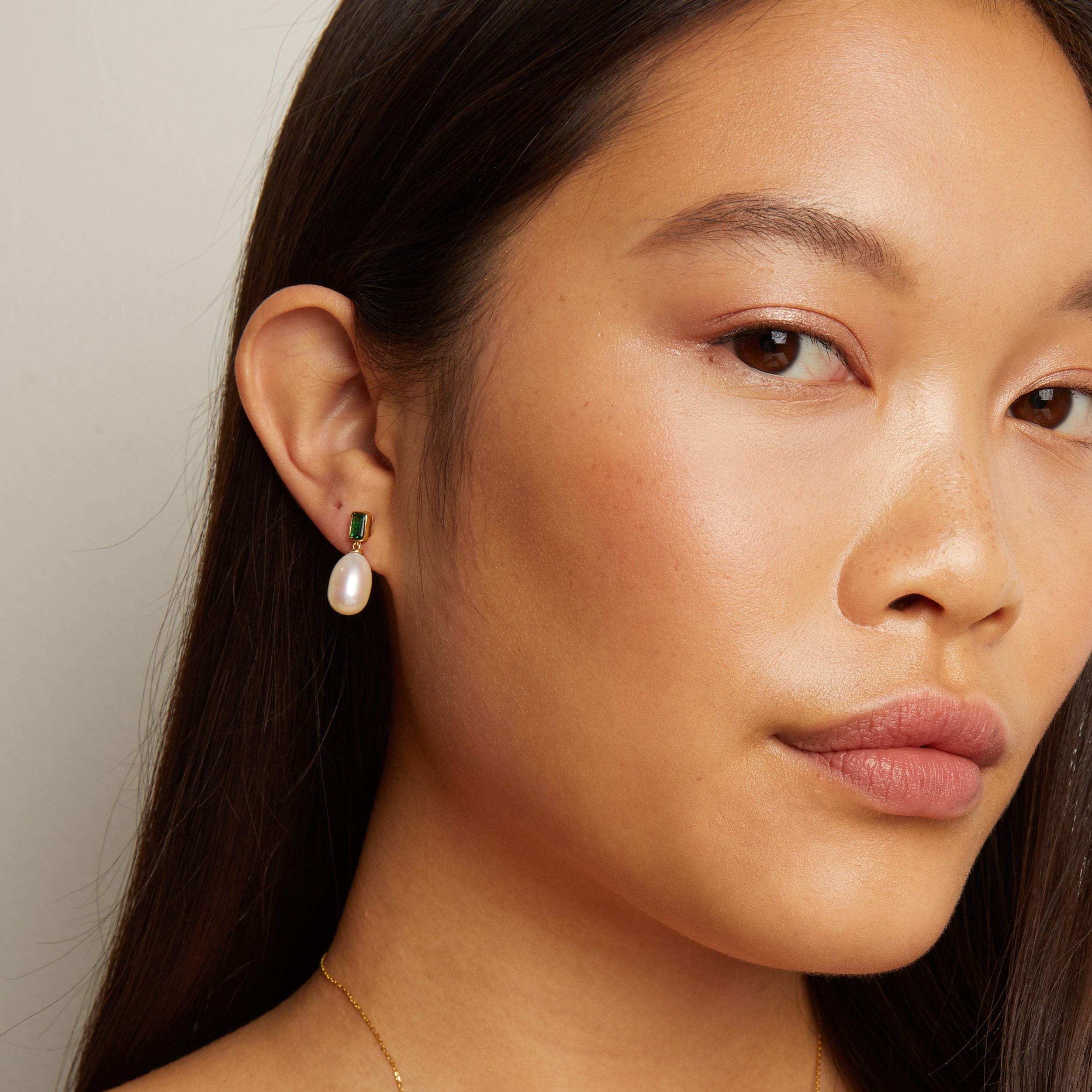 Lab Grown Emerald Heirloom Pearl Drop Earrings