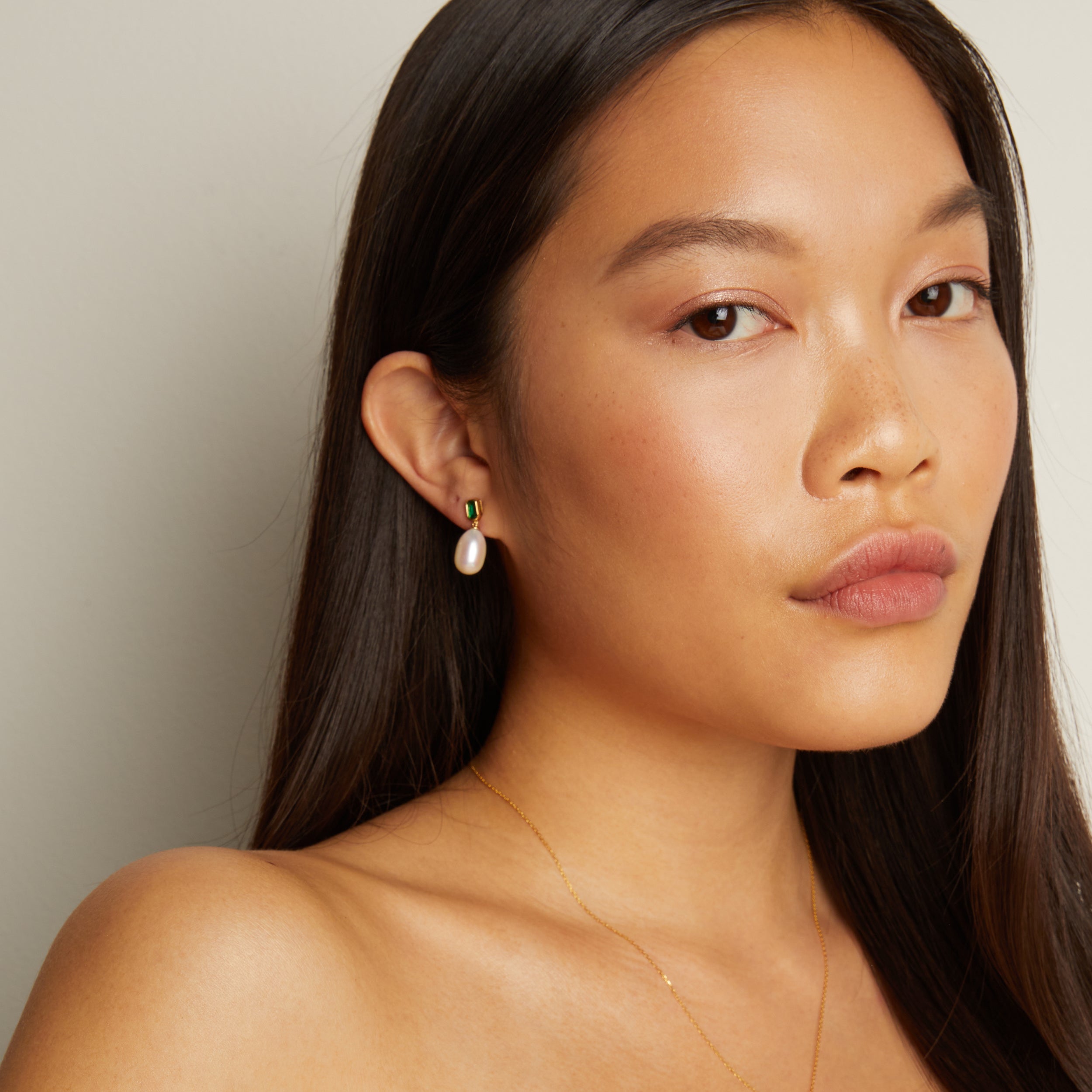 Lab Grown Emerald Heirloom Pearl Drop Earrings