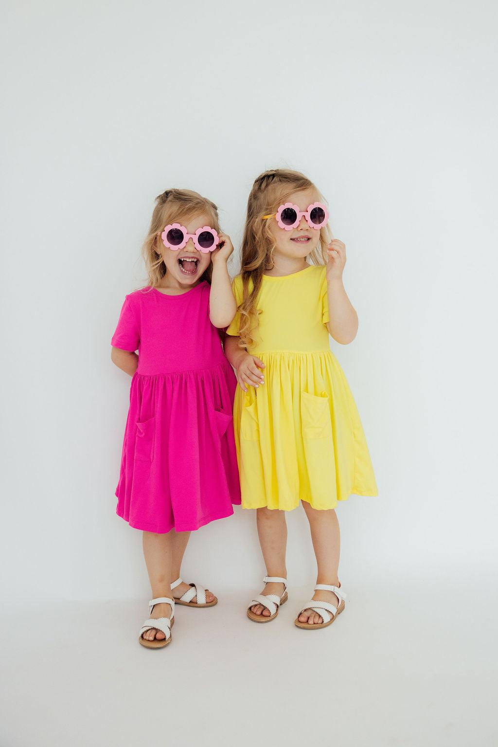 Hot Pink S/s Pocket Twirl Dress