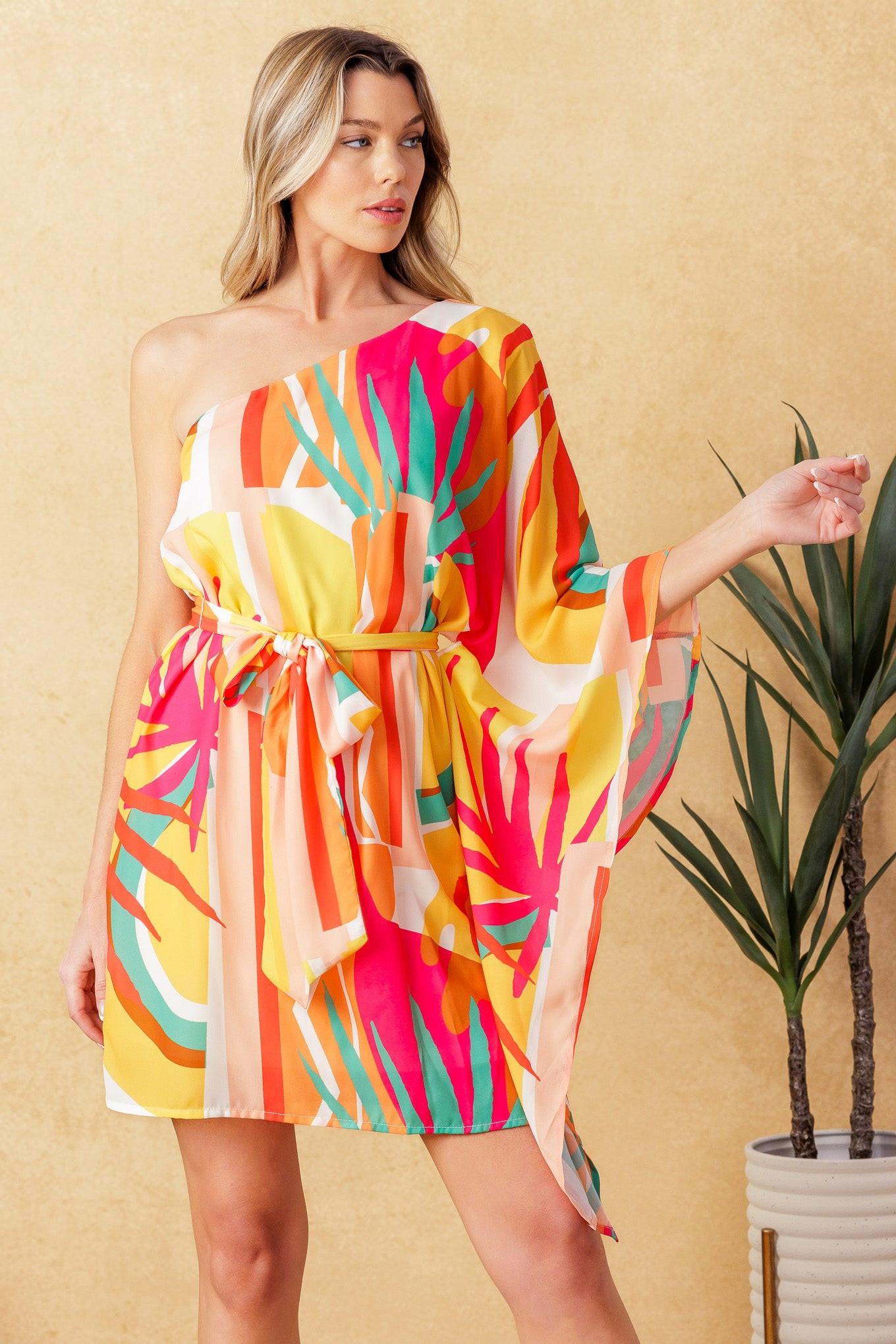 Easy Way Out Woven Kaftan Mini Dress