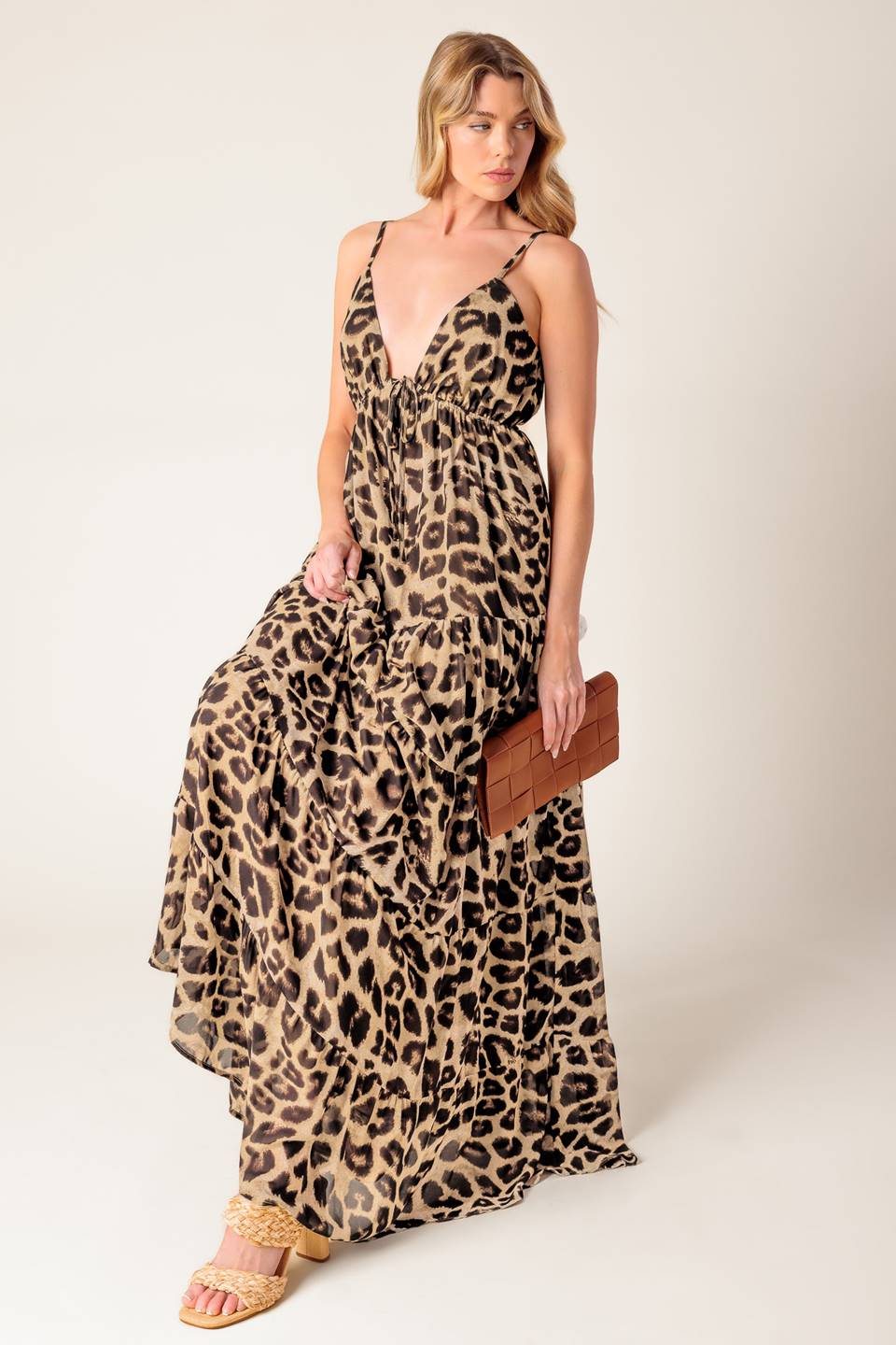 Beach Bum Leopard Woven Maxi Dress