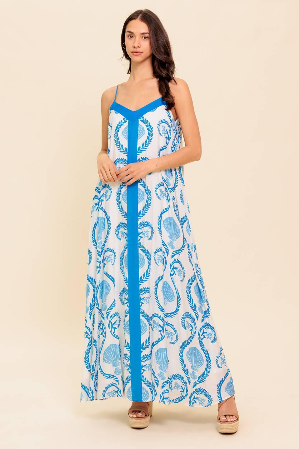 Weekend Getaway Blue Woven Maxi Dress
