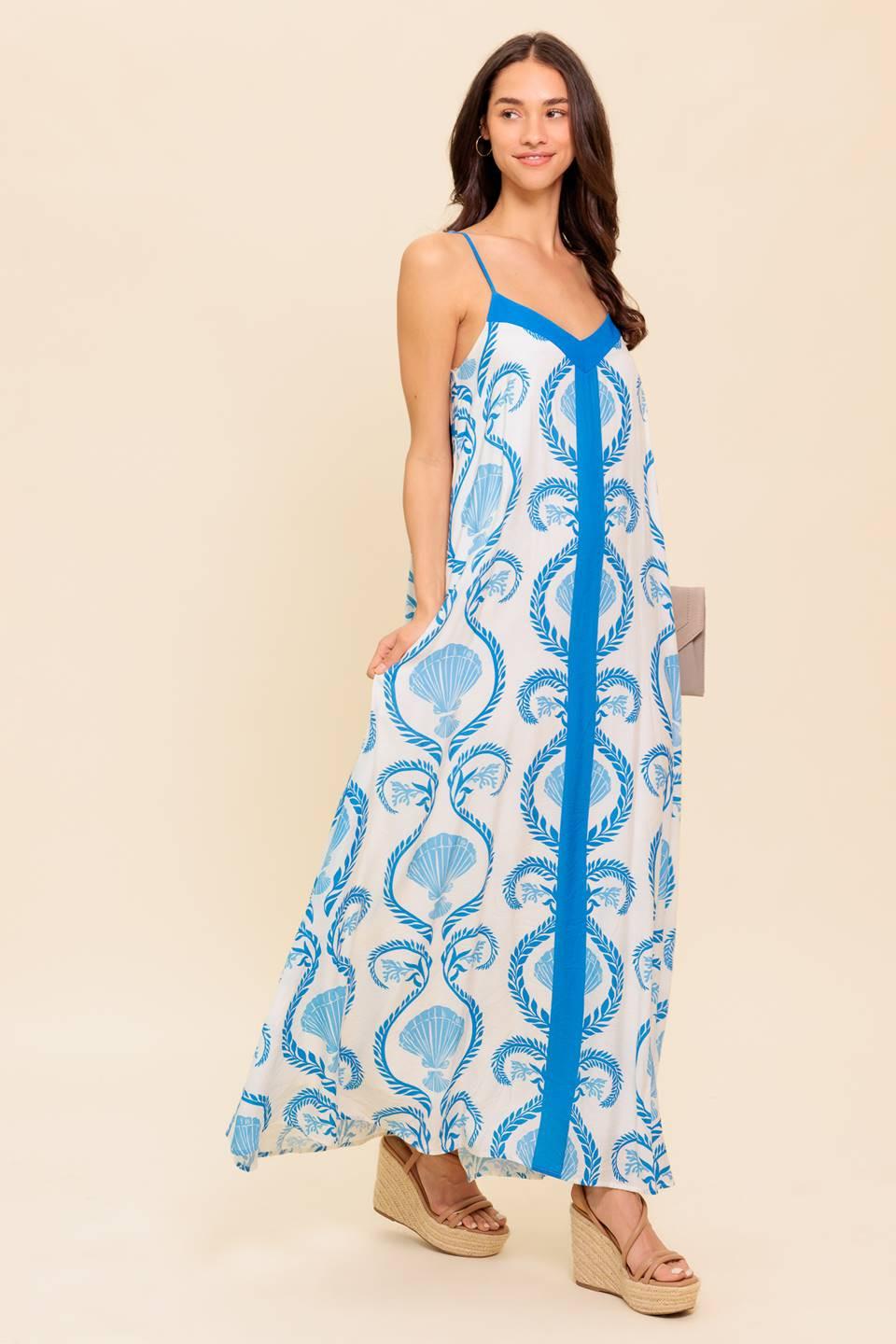 Weekend Getaway Blue Woven Maxi Dress