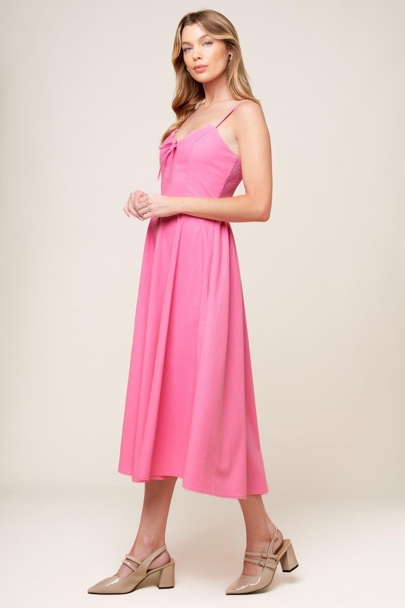 FLYING TOMATO Scalloped Fit & Flare Sundress in Pink at Nordstrom Rack, Size Medium