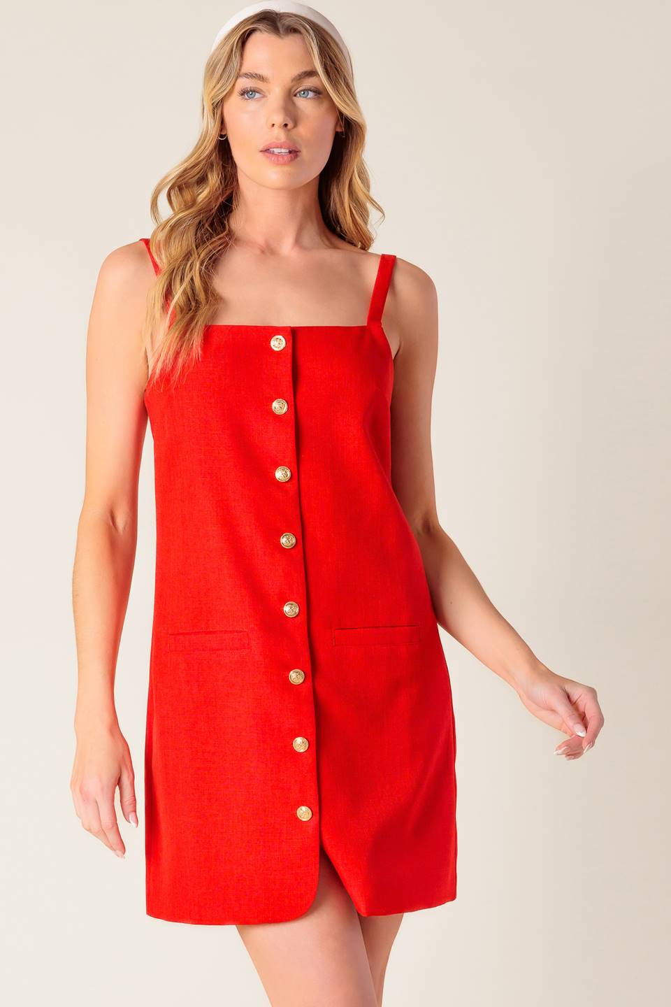 Chasing Joy Red Woven Mini Dress