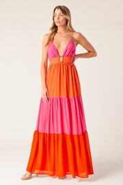 Regal Rise Woven Color Blocked Maxi Dress