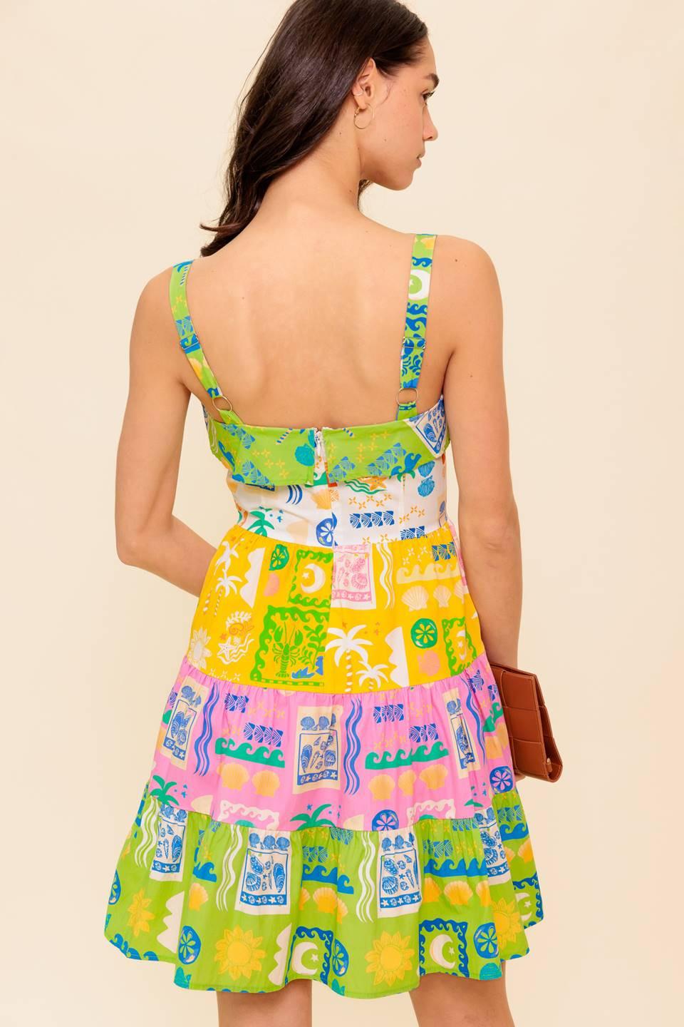 Out Of Office Green Woven Mini Dress