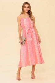 Tailor Made For You Woven Lace Midi Dress