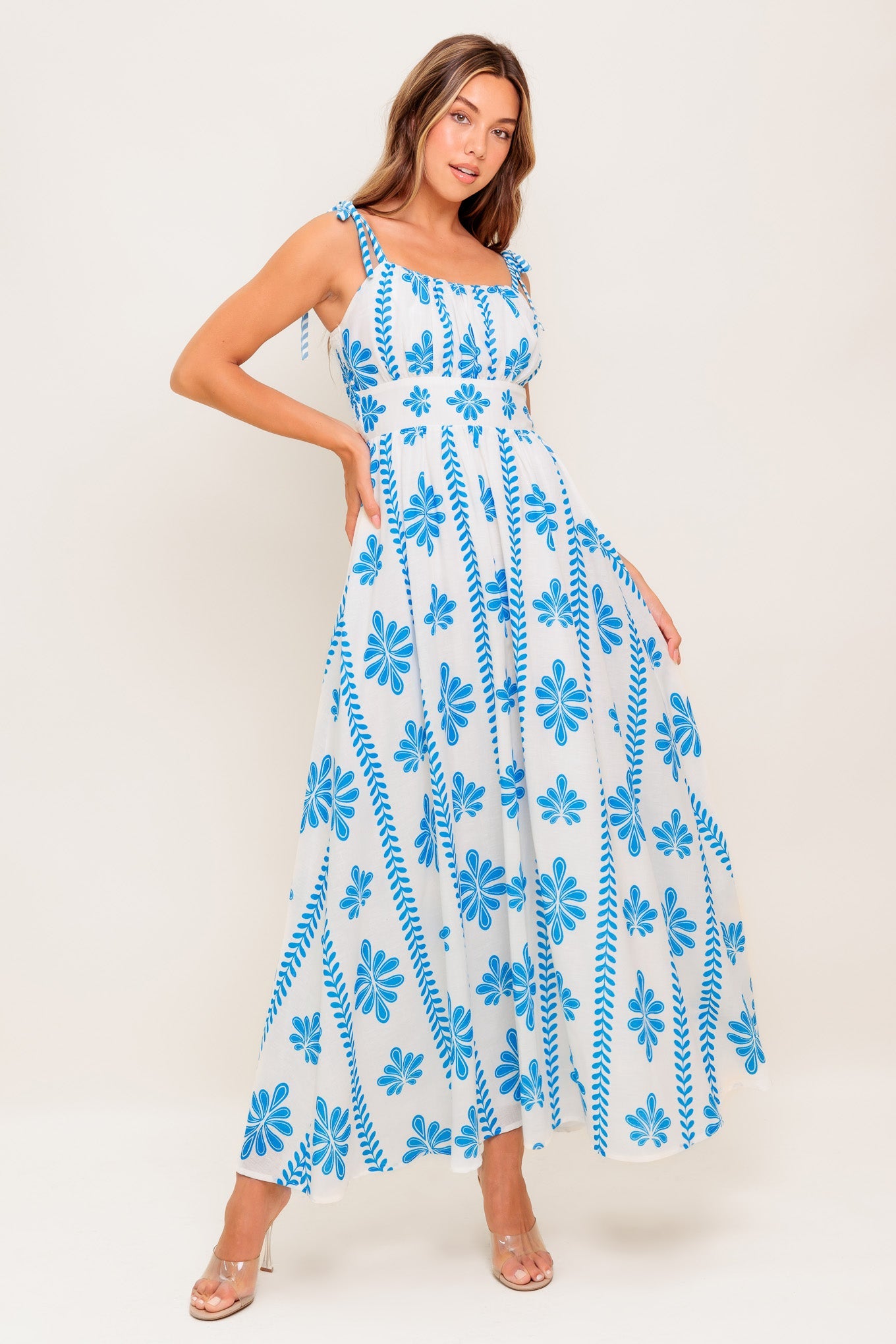 Blue Noir Floral Woven Maxi Dress