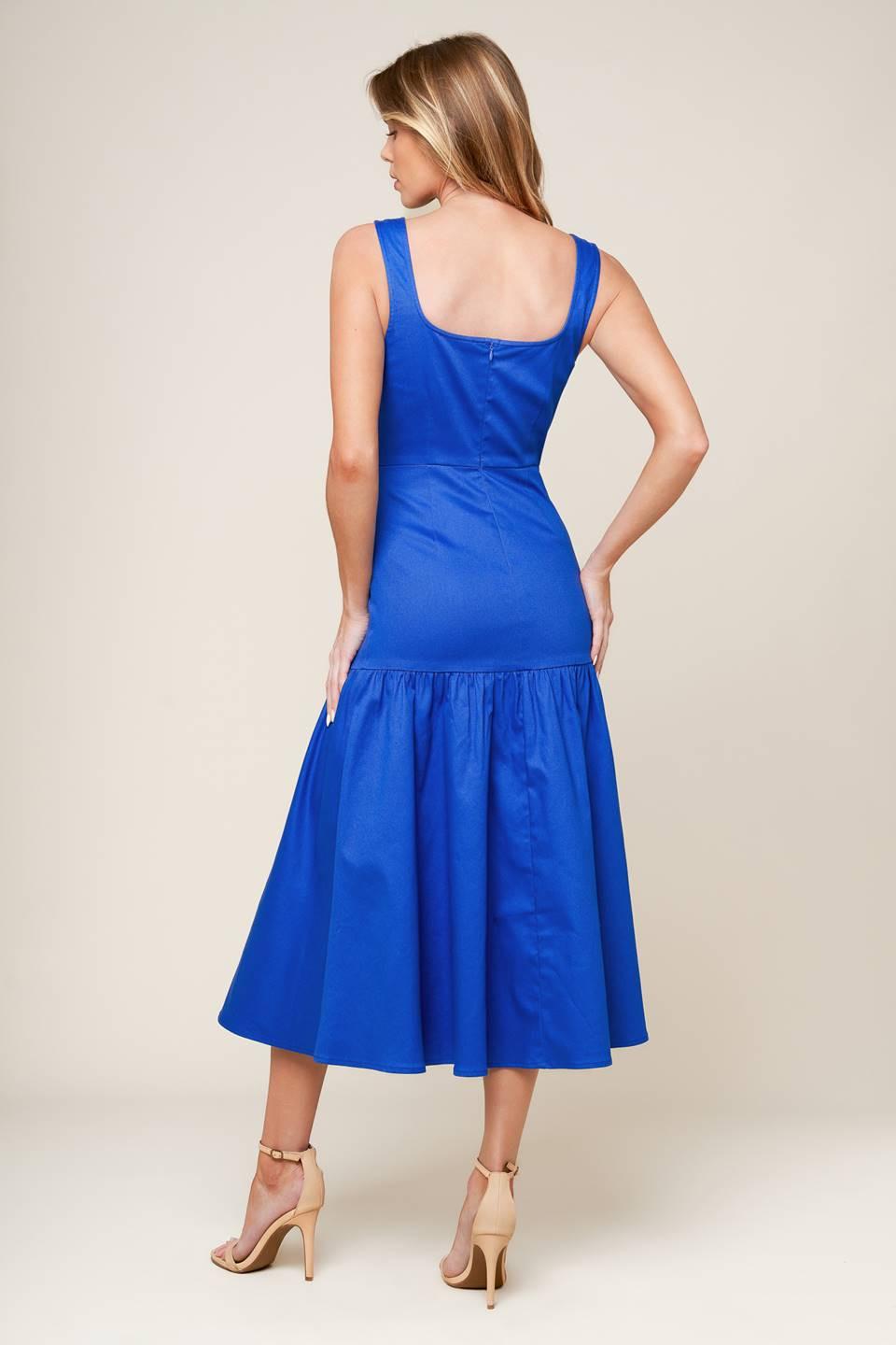 Pleasant Dreams Blue Woven Midi Dress