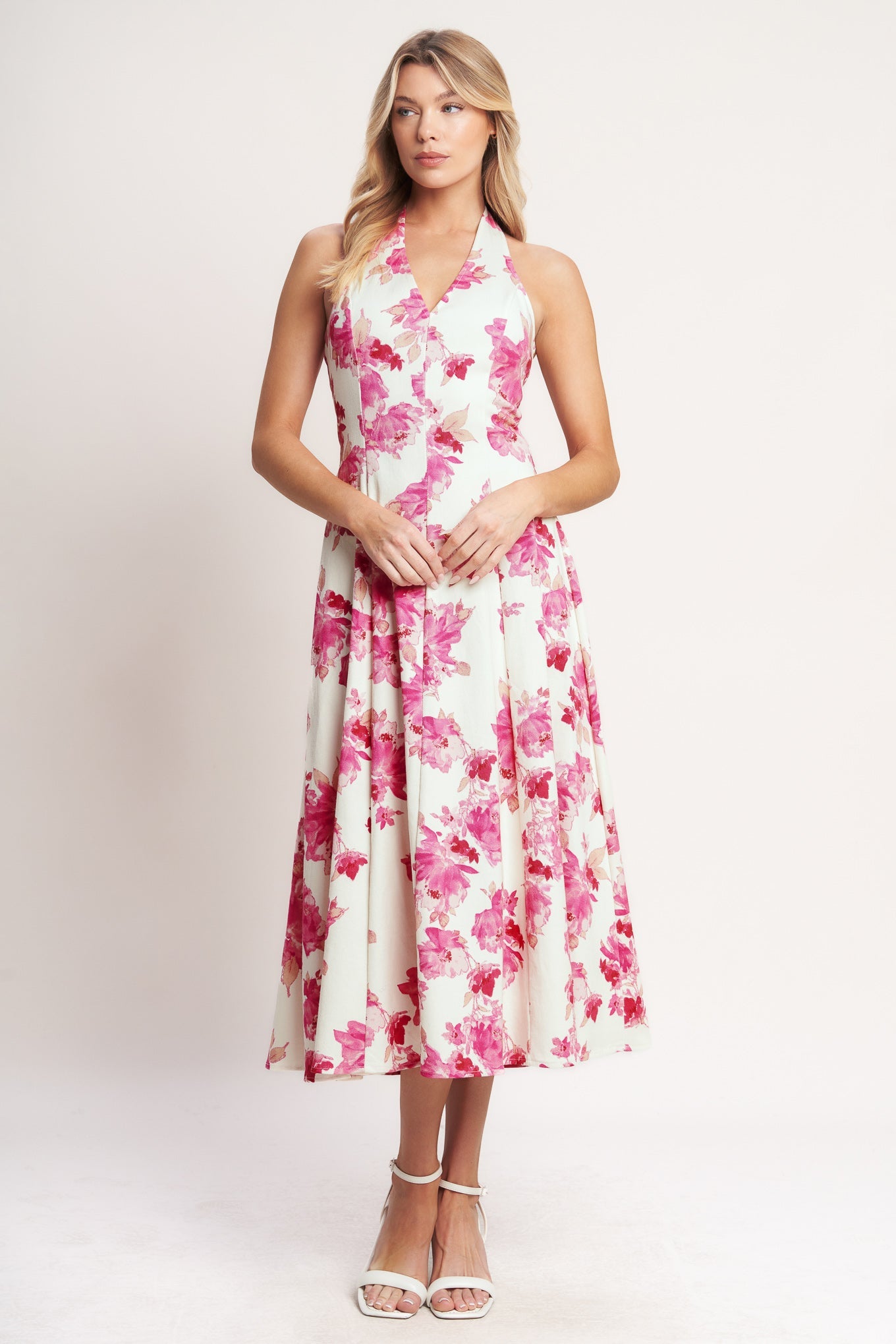 Rosy Afternoon Woven Midi Dress