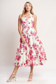 Rosy Afternoon Woven Midi Dress
