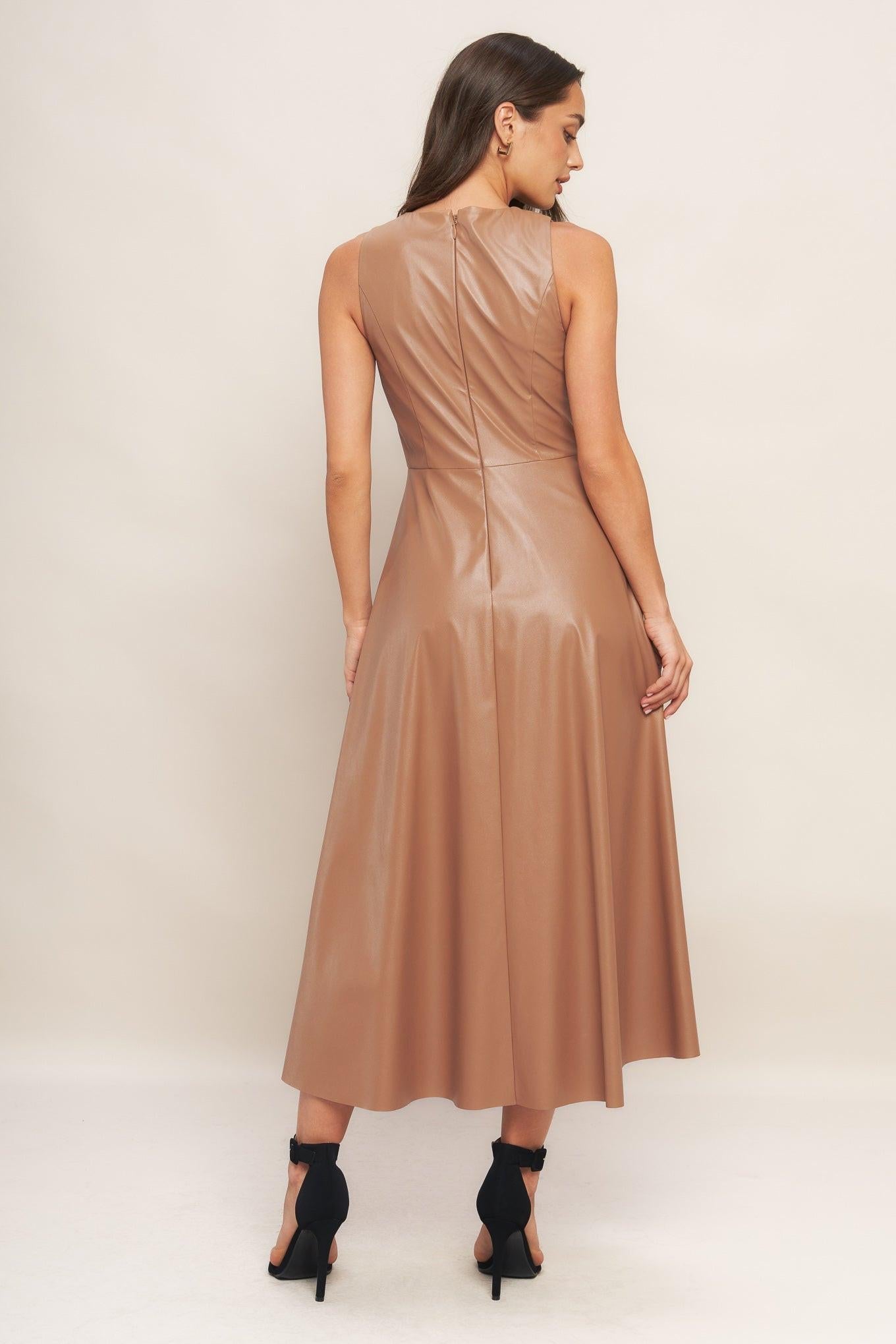 Bare Sophistique Faux Leather Midi Dress
