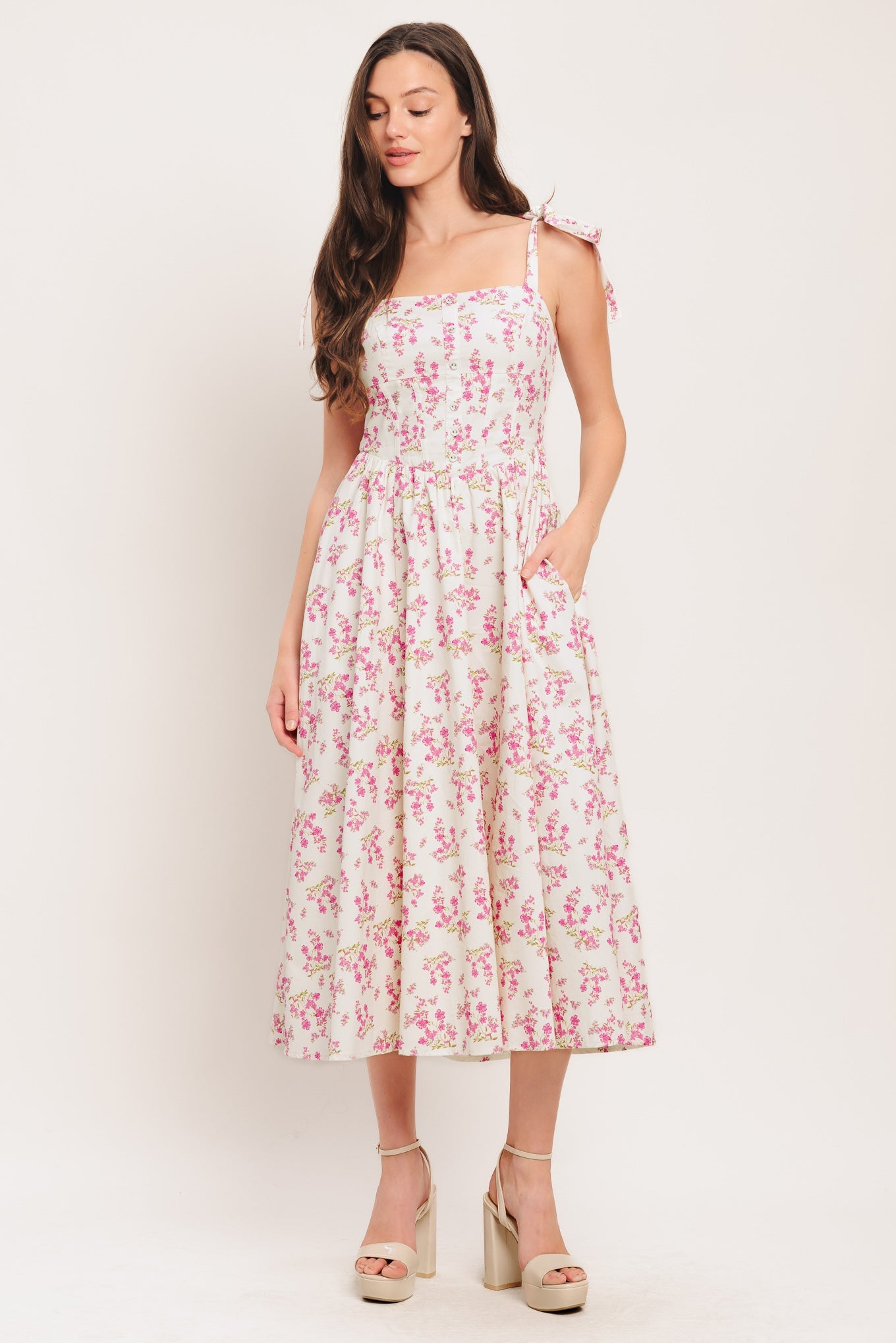 Petals & Promises Woven Midi Dress
