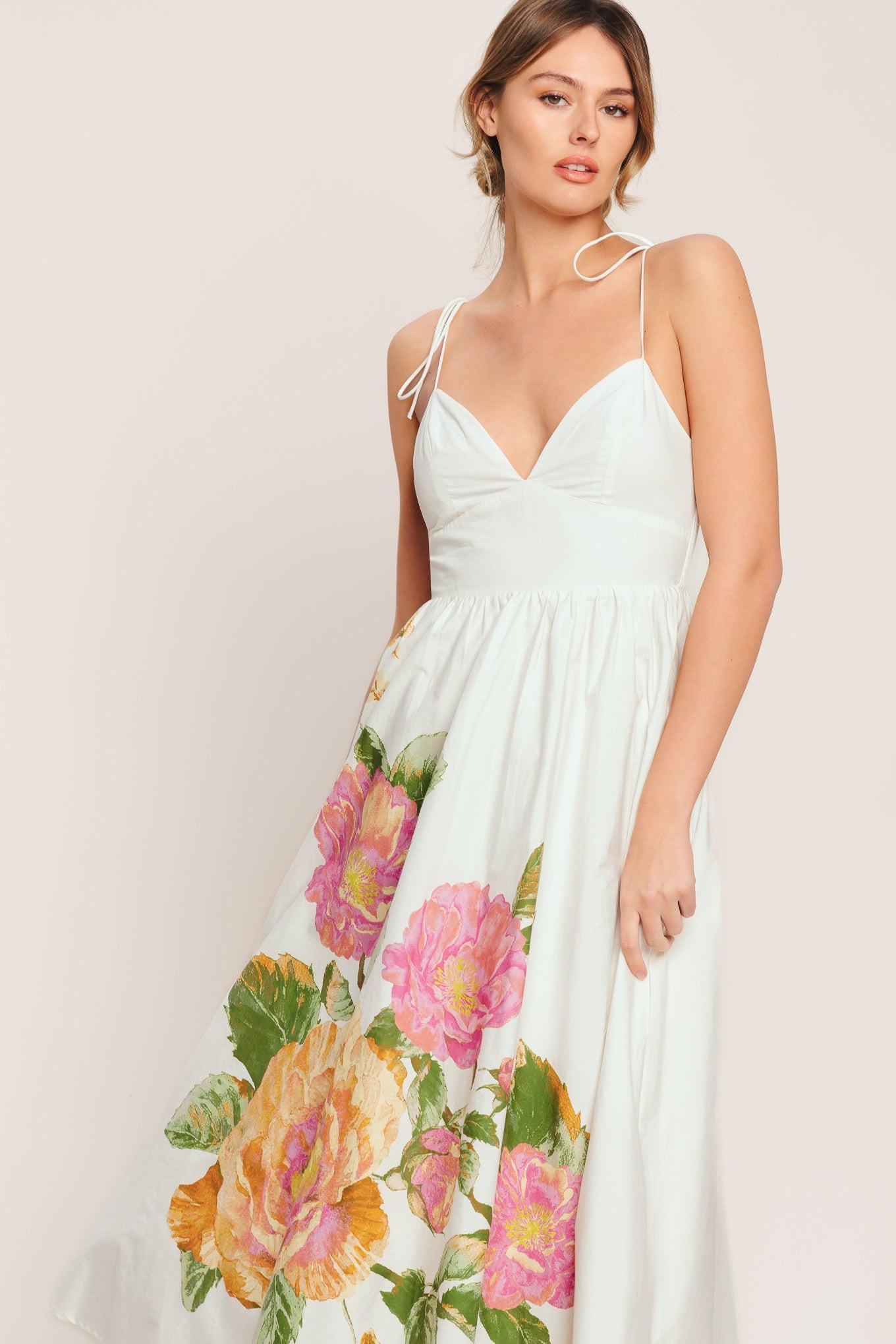 Poetic Bloom Woven Midi Dress