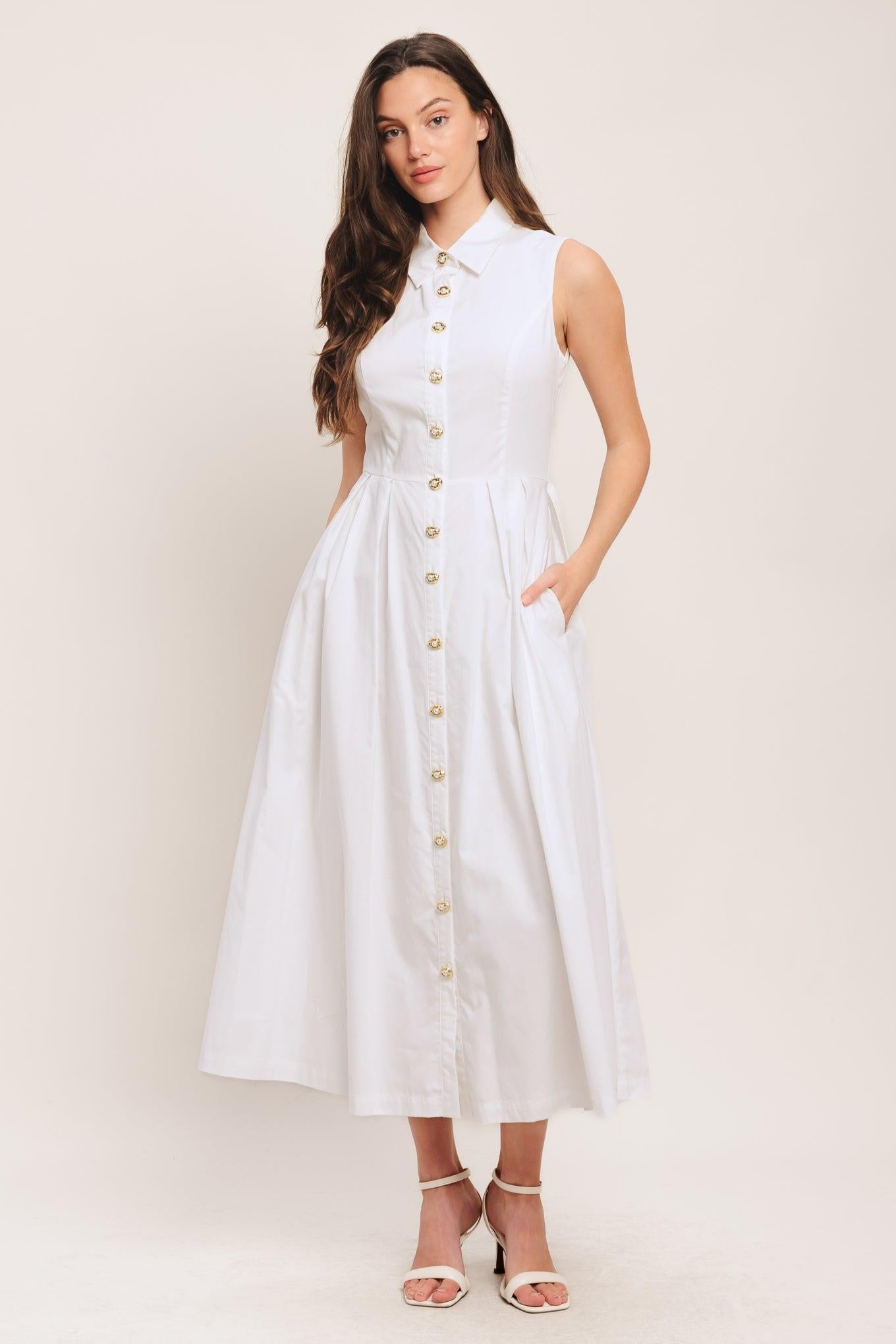 Heart Of White Woven Midi Dress