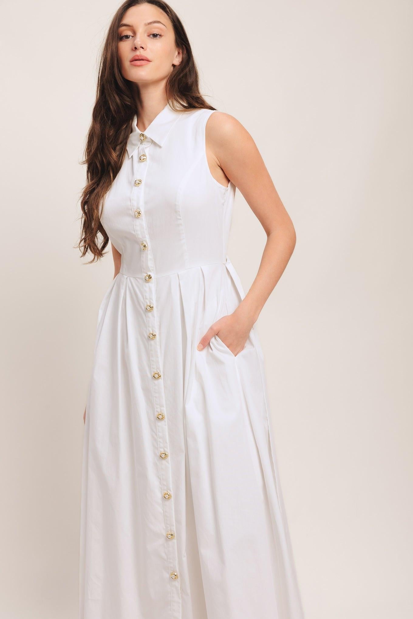 Heart Of White Woven Midi Dress