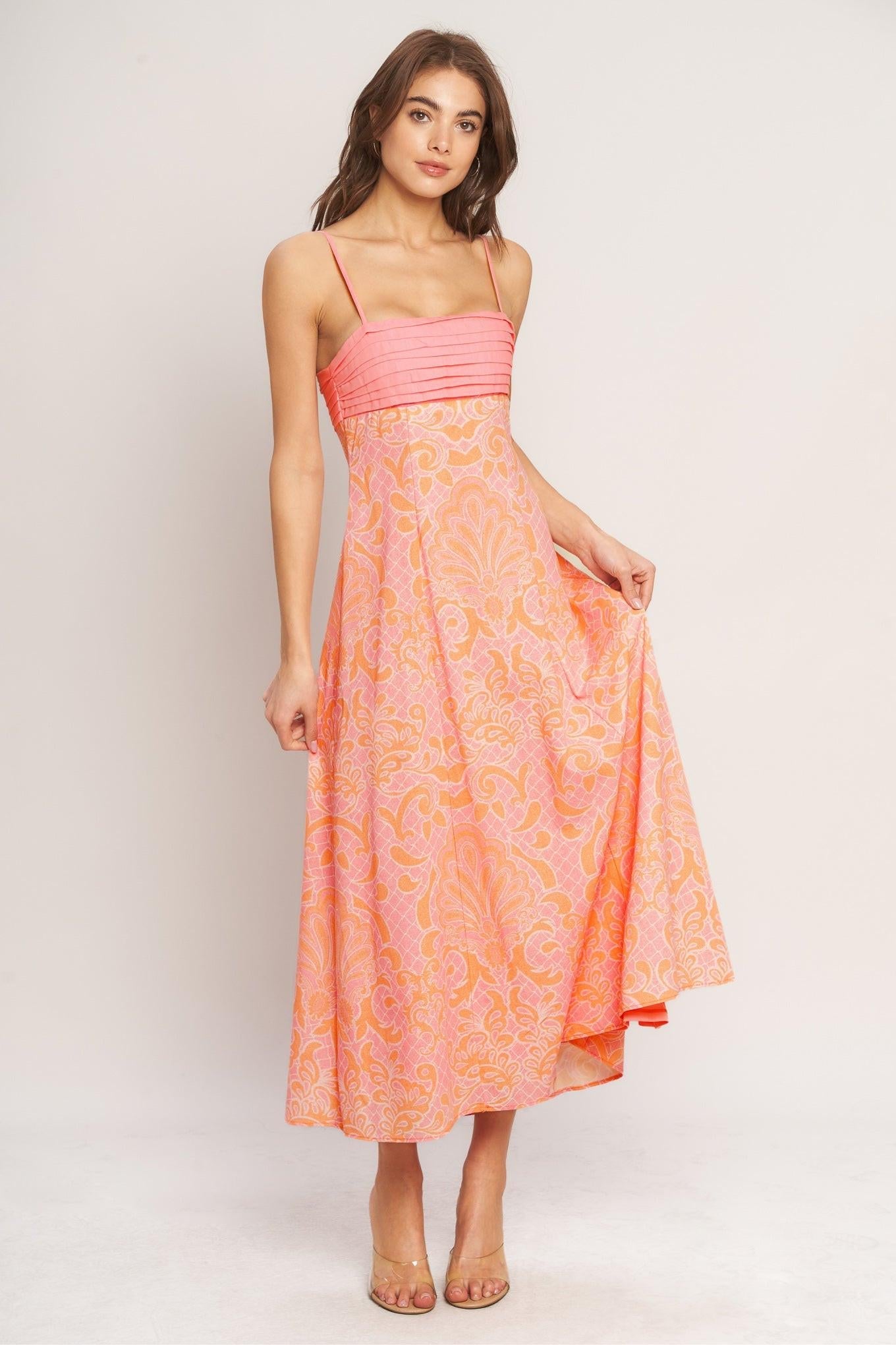 Island Sunset Charm Woven Midi Dress