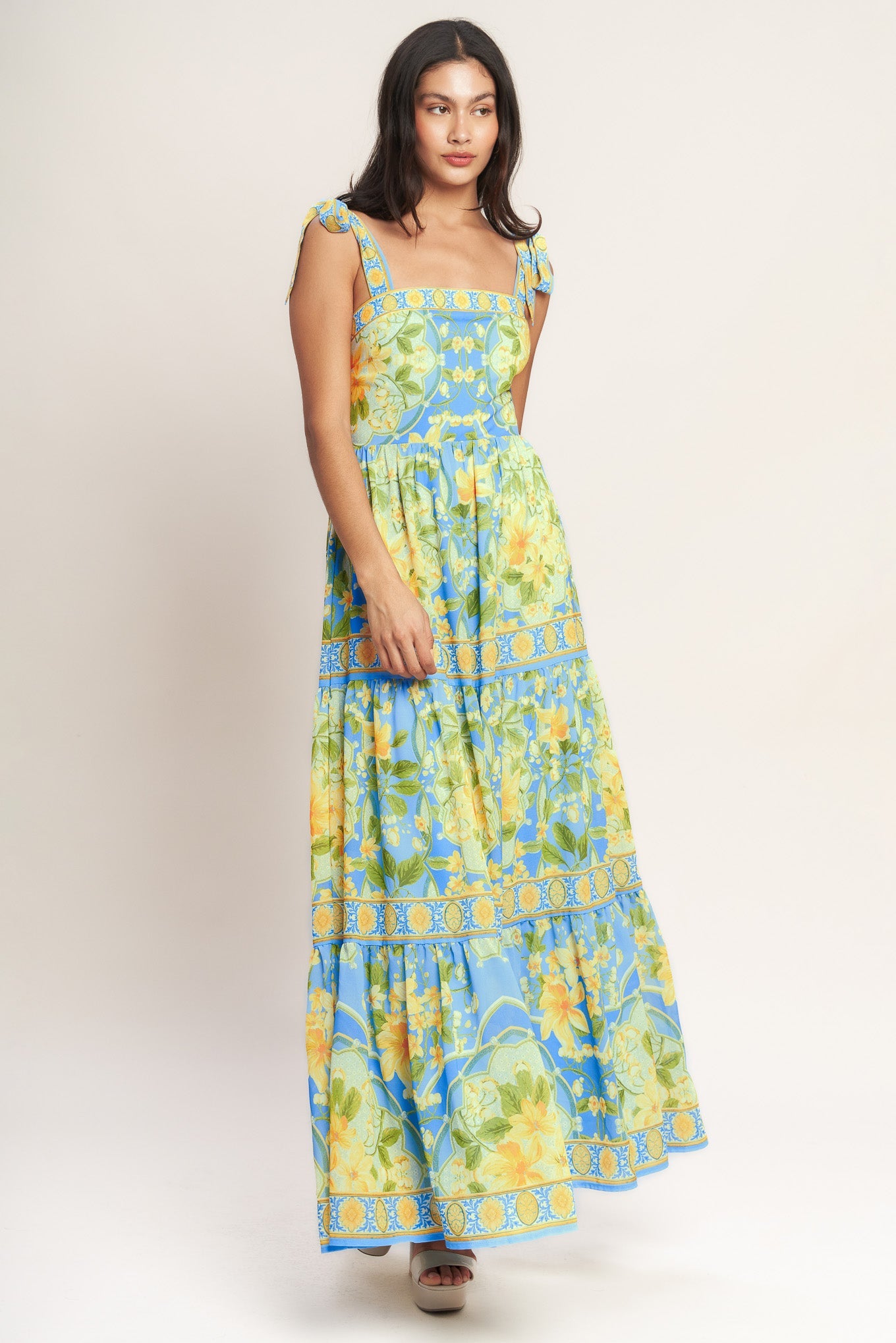 FLYING TOMATO Printed Maxi Dress in Light Blue at Nordstrom Rack, Size Large
