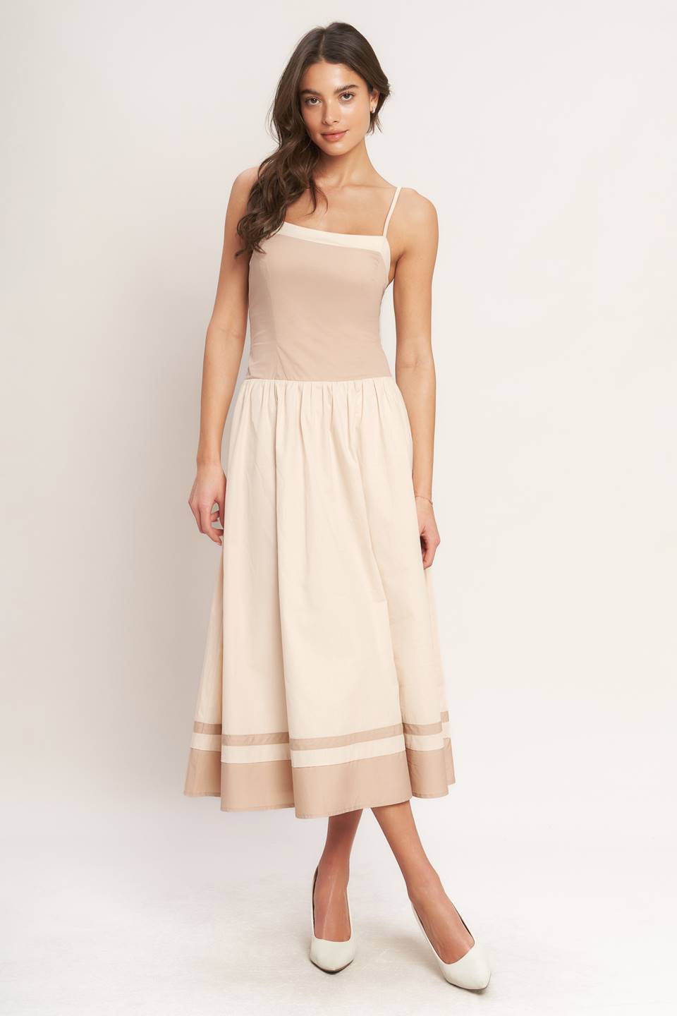 Spring Harmony Color Blocked Midi Dress
